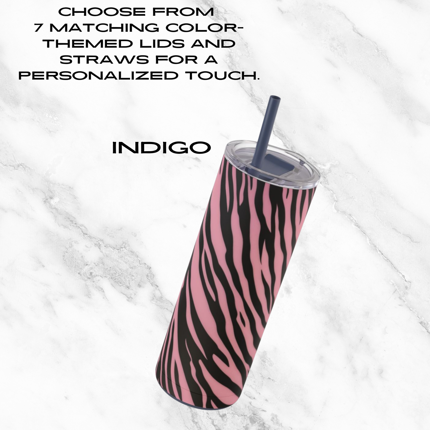 Pink Zebra Rush 20oz Skinny Tumbler - With Straw