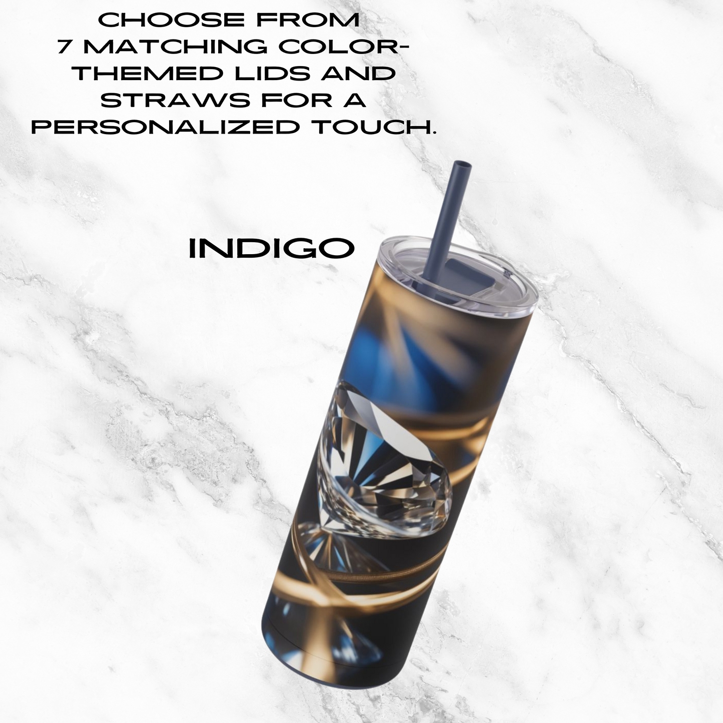 Crystal Elegance 20oz Skinny Tumbler - With Straw