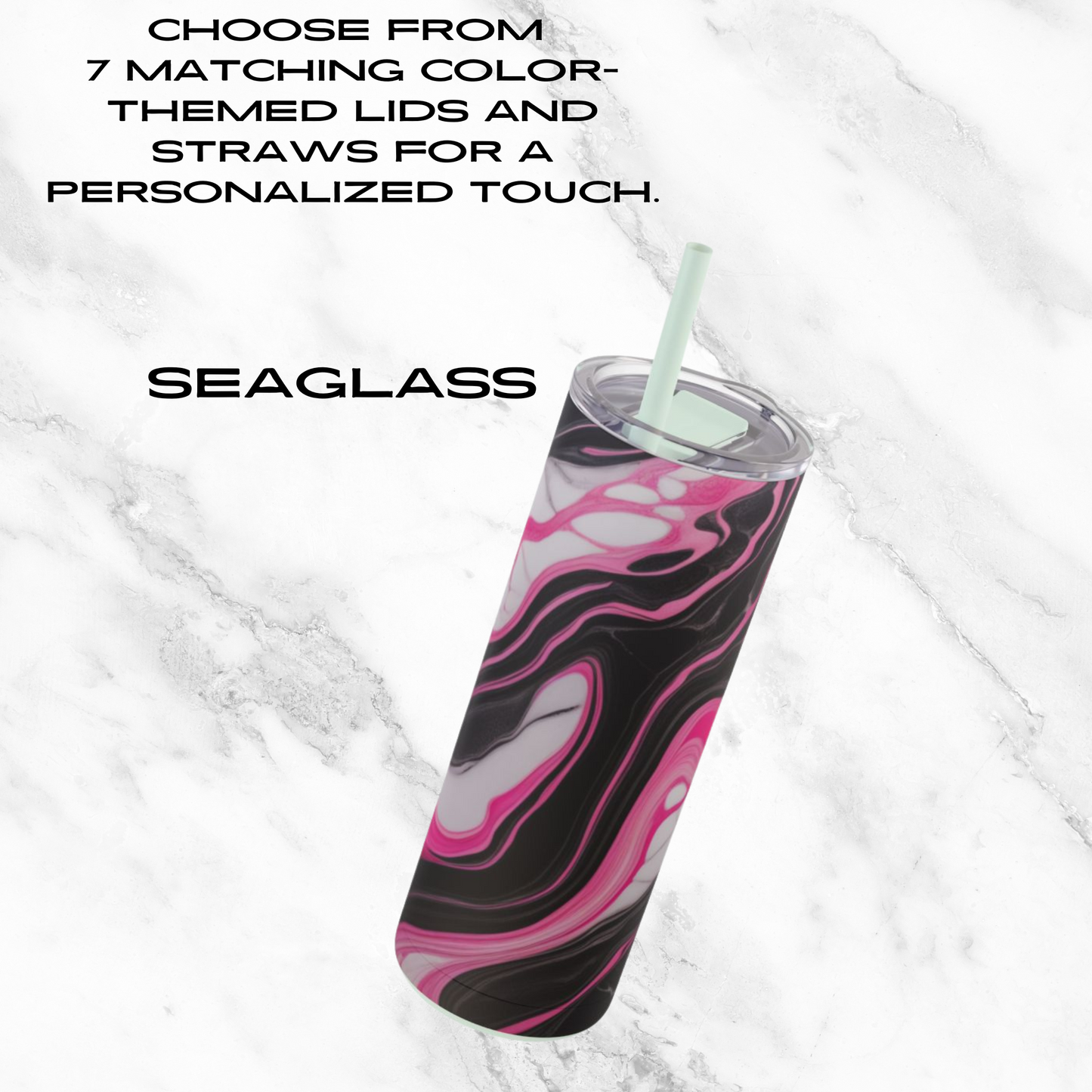Pink Marble Rush 20oz Skinny Tumbler - With Straw