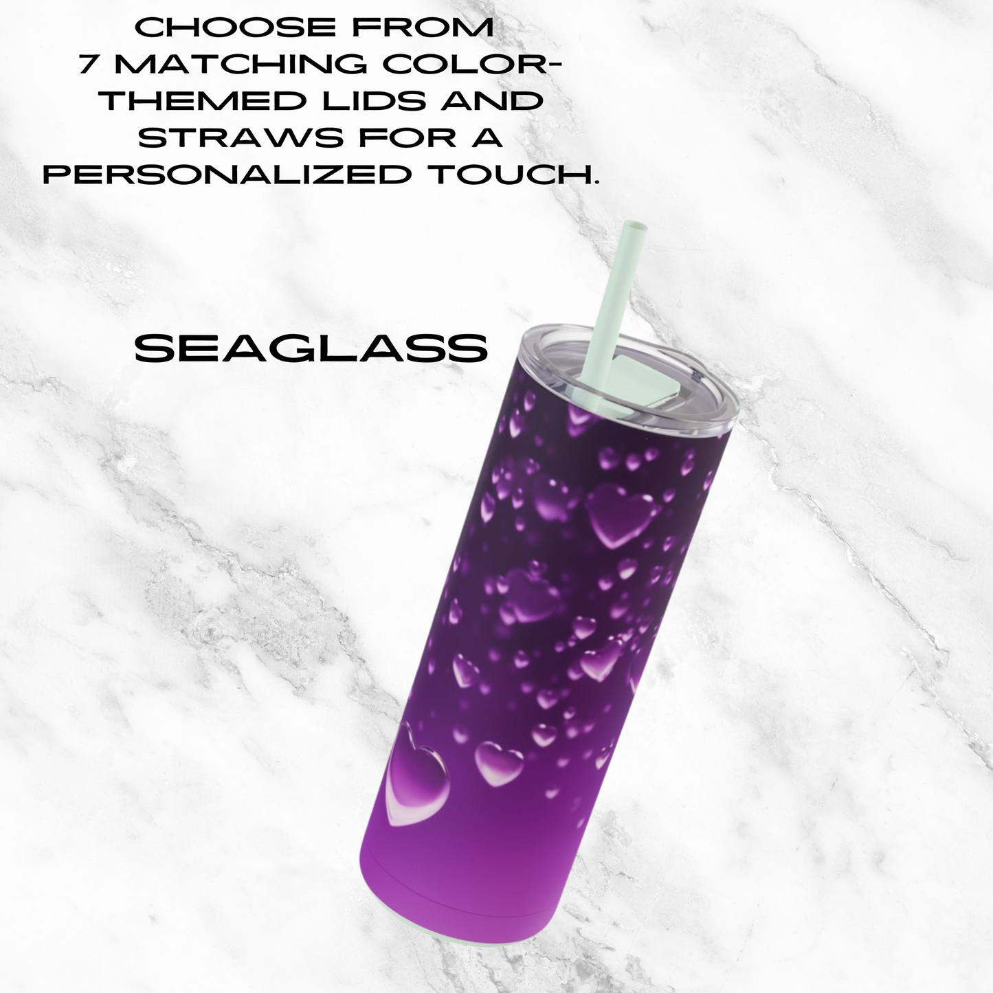Purple Heart Shower 20oz Skinny Tumbler - With Straw