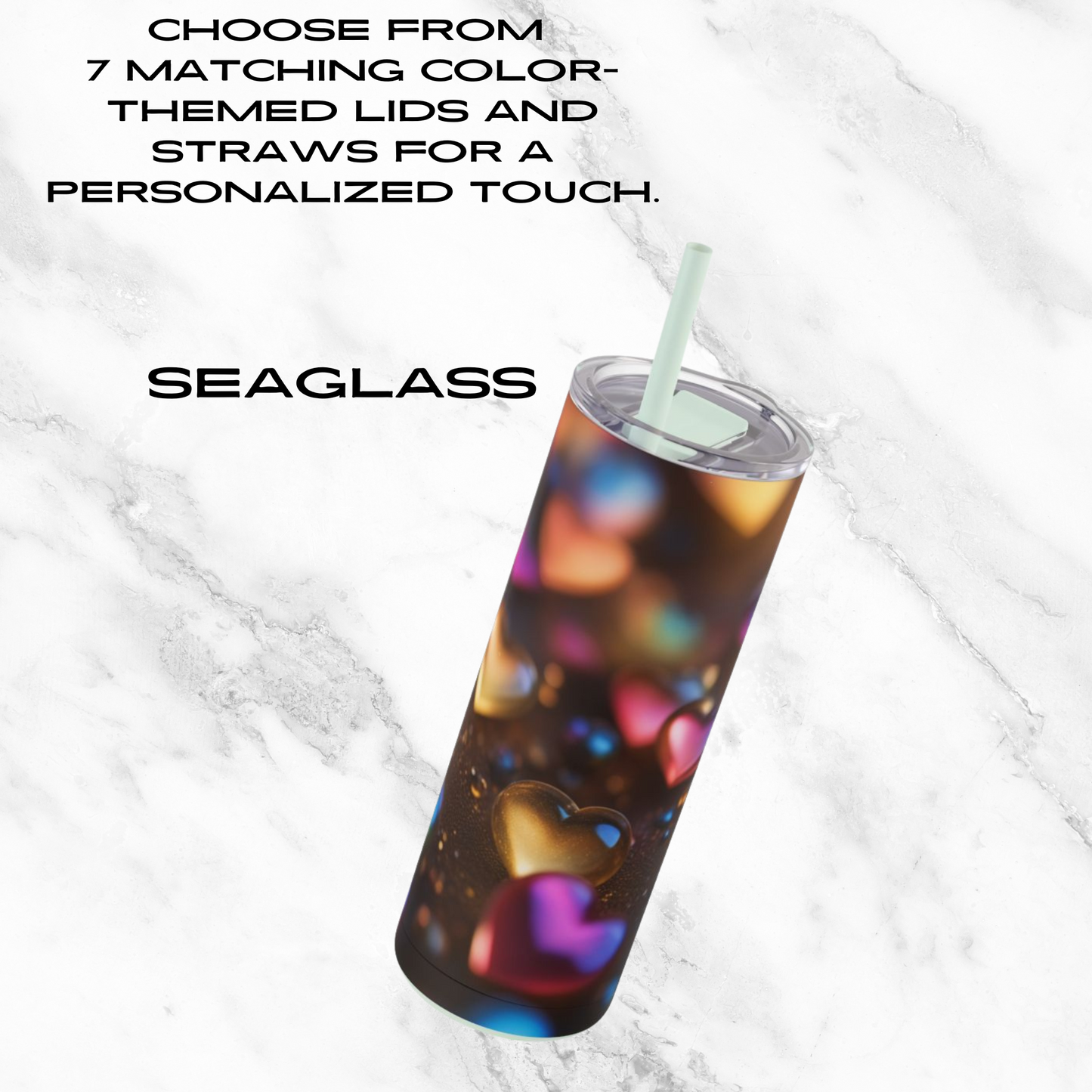 Rainbow Heartbeat 20oz Skinny Tumbler - With Straw