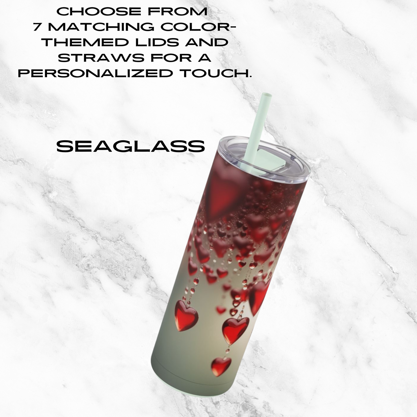 Red Heart Rain 20oz Skinny Tumbler - With Straw