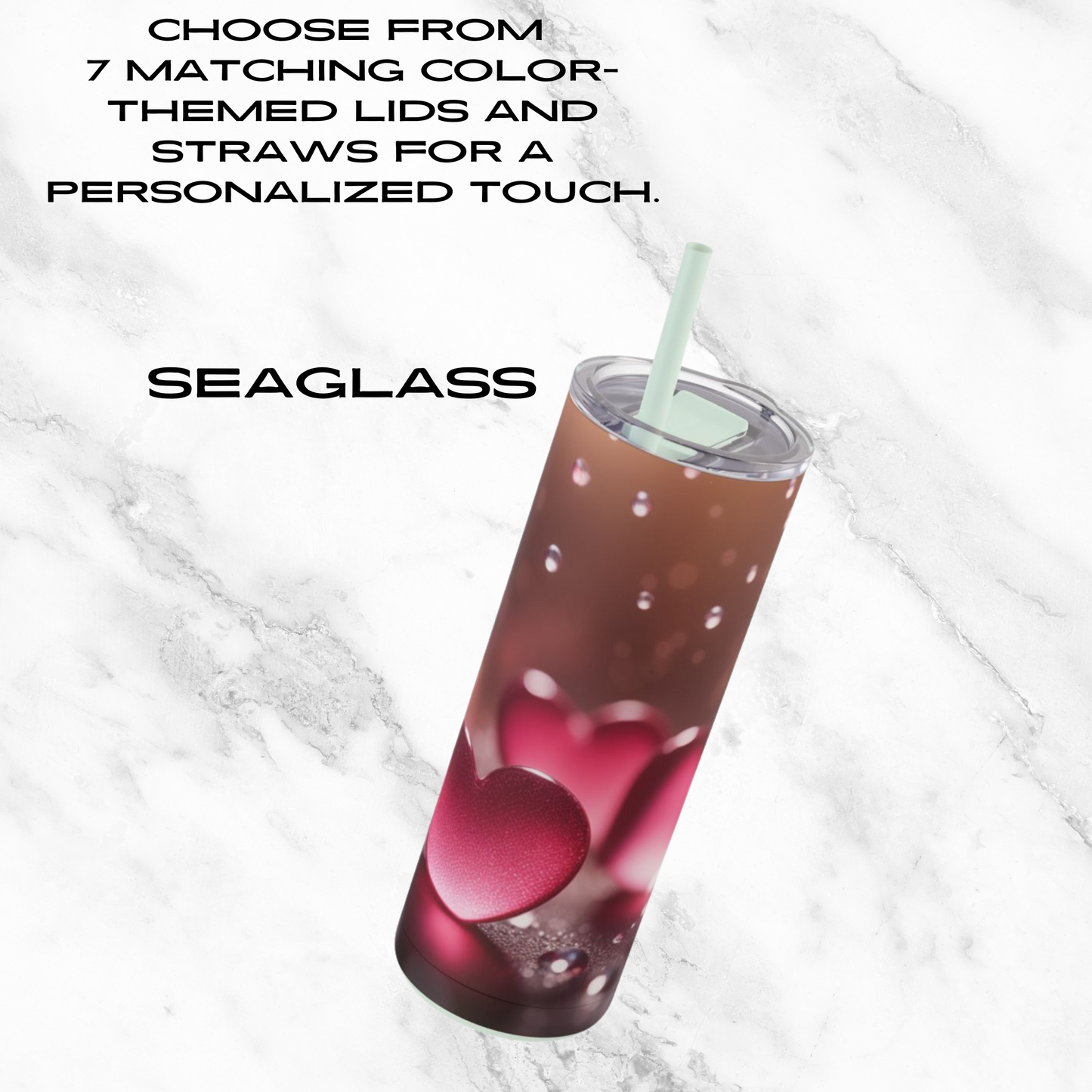 Romantic Heart Splash 20oz Skinny Tumbler - With Straw