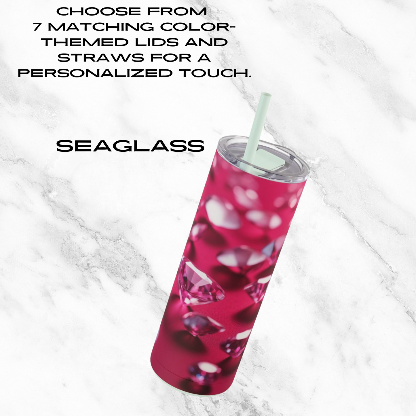 Pink Diamond Sparkle 20oz Skinny Tumbler - With Straw