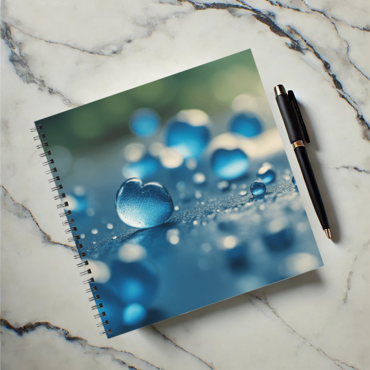 Blue Love Drops 8.5"x8.5" Hardcover Notebook