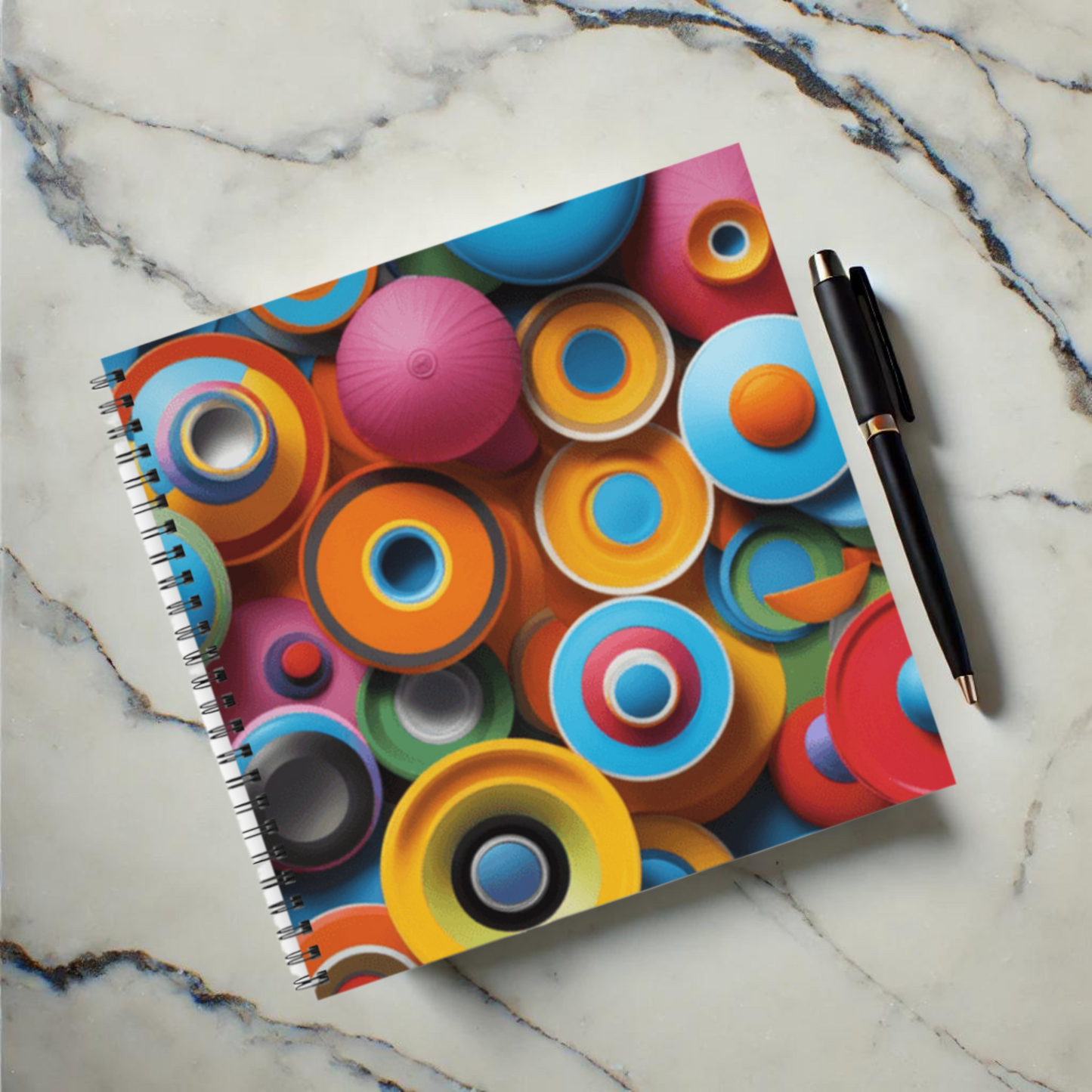 Retro Rings 8.5"x8.5" Hardcover Notebook