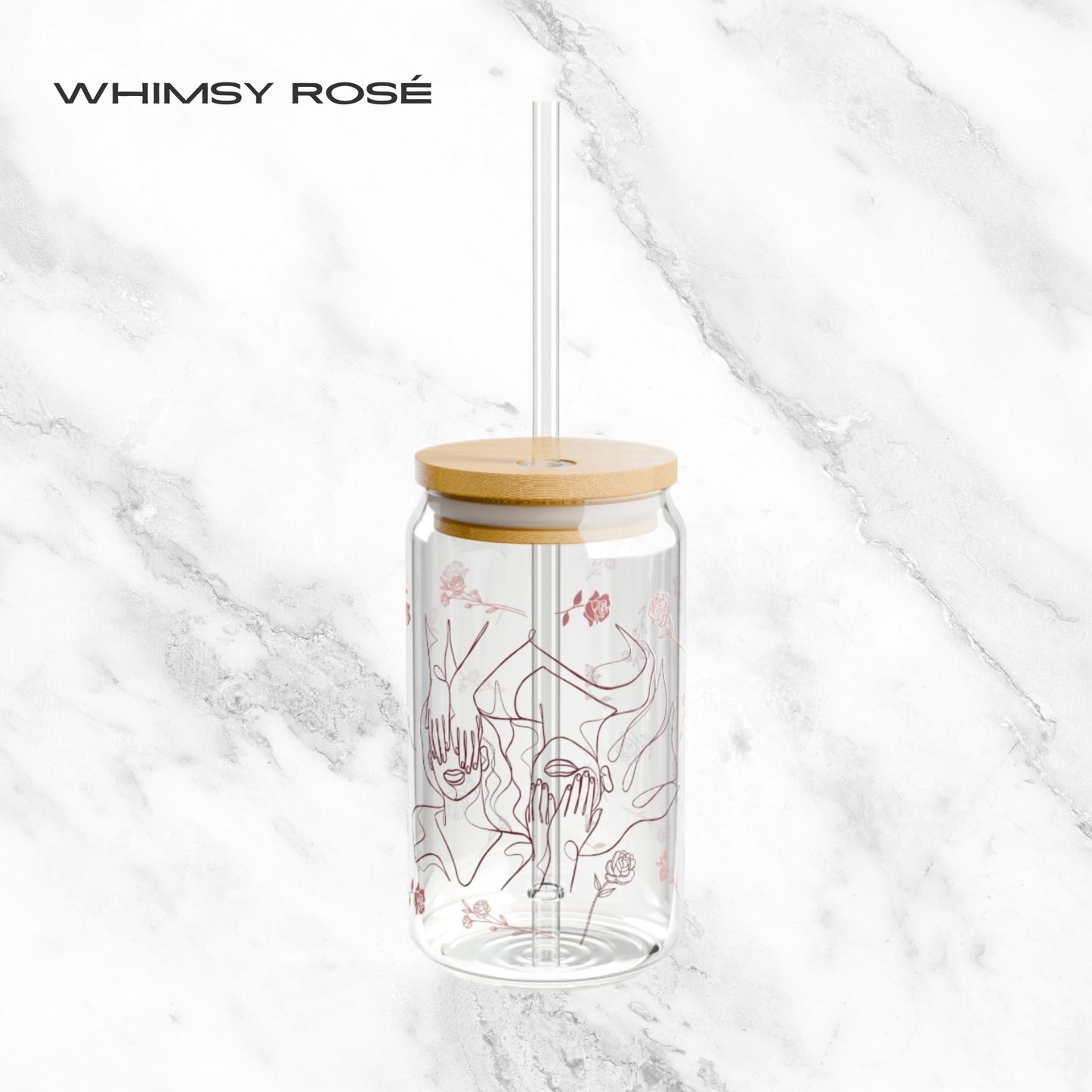 Whimsy Rosé 16oz Glass Tumbler | Soda Can