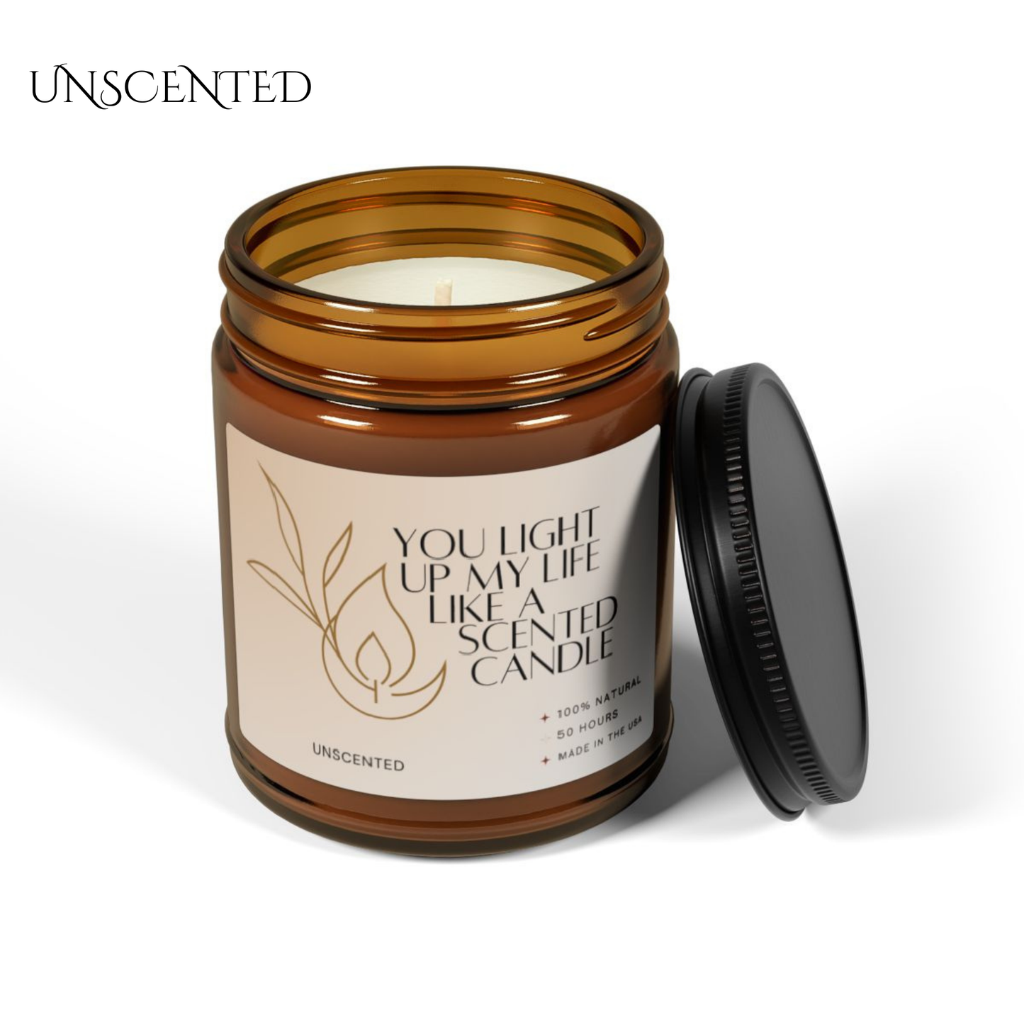 9oz Unscented Amber Candle – You Light Up My Life