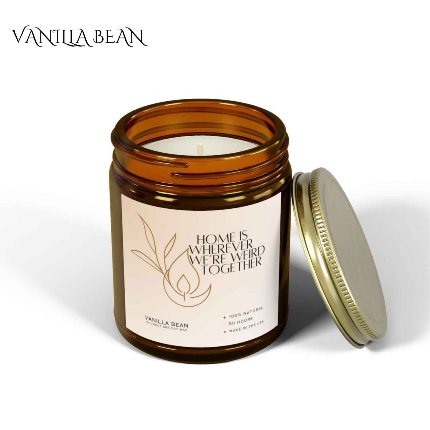 9oz Vanilla Bean Amber Candle – Home & Weird Together