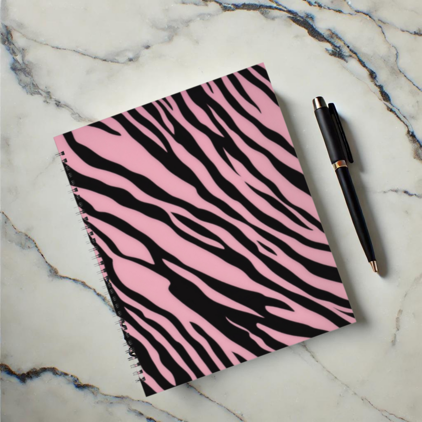 Pink Zebra Rush 8.5”x11” Hardcover Notebook
