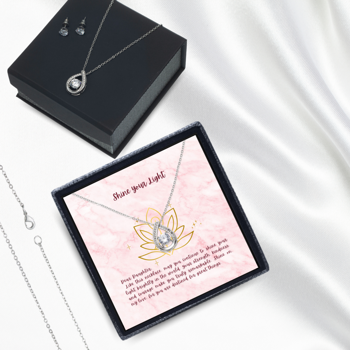 Radiant Strength - Floating Stone Necklace and Earring Set