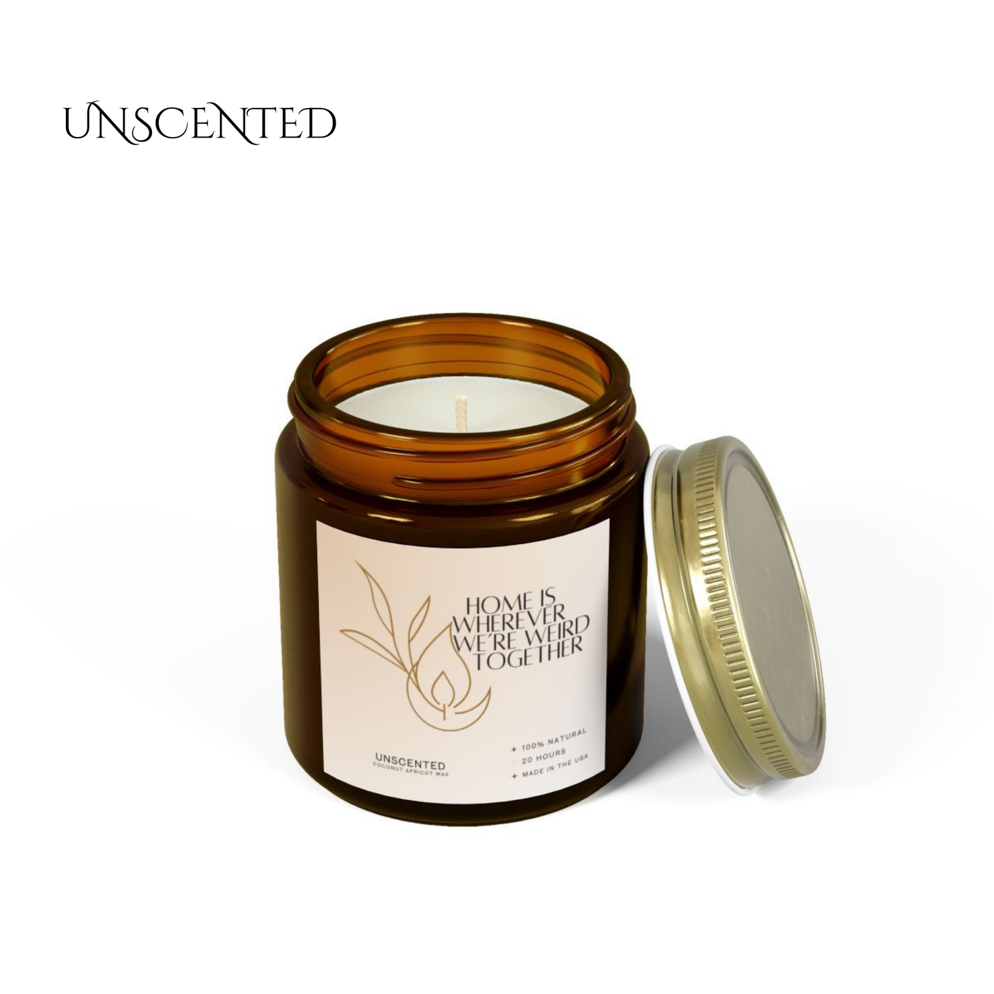 4oz Unscented Amber Candle – Home & Weird Together