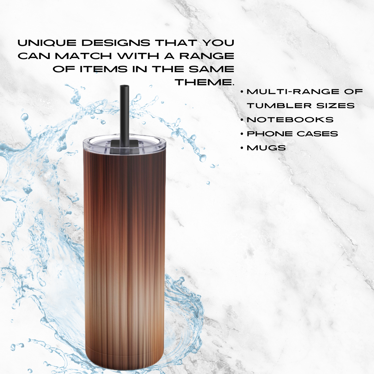 Amber Stream 20oz Skinny Tumbler - With Straw