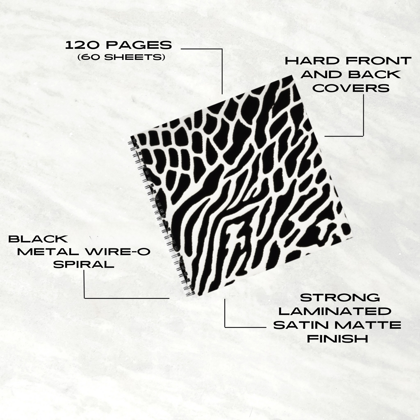 Monochrome Maze 8.5”x8.5” Hardcover Notebook