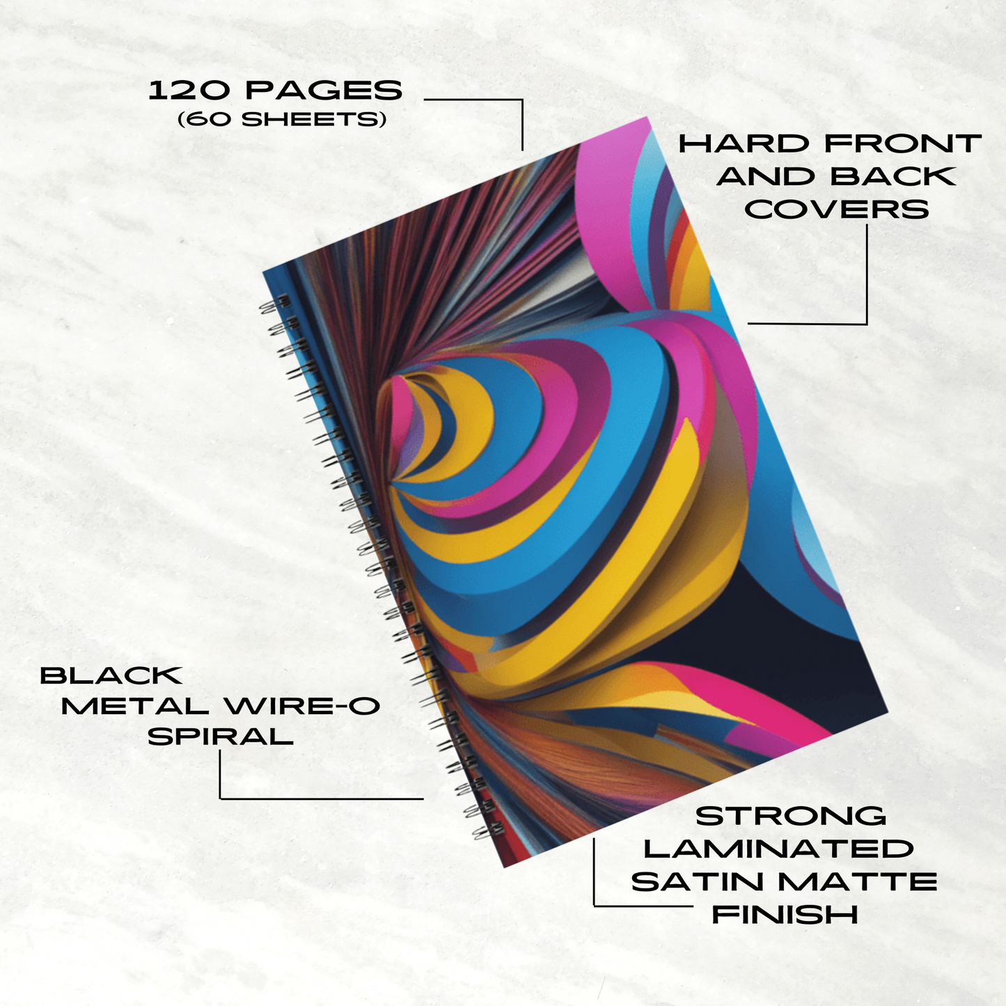 Vibrant Twirl 5.5”x8.5" Hardcover Notebook