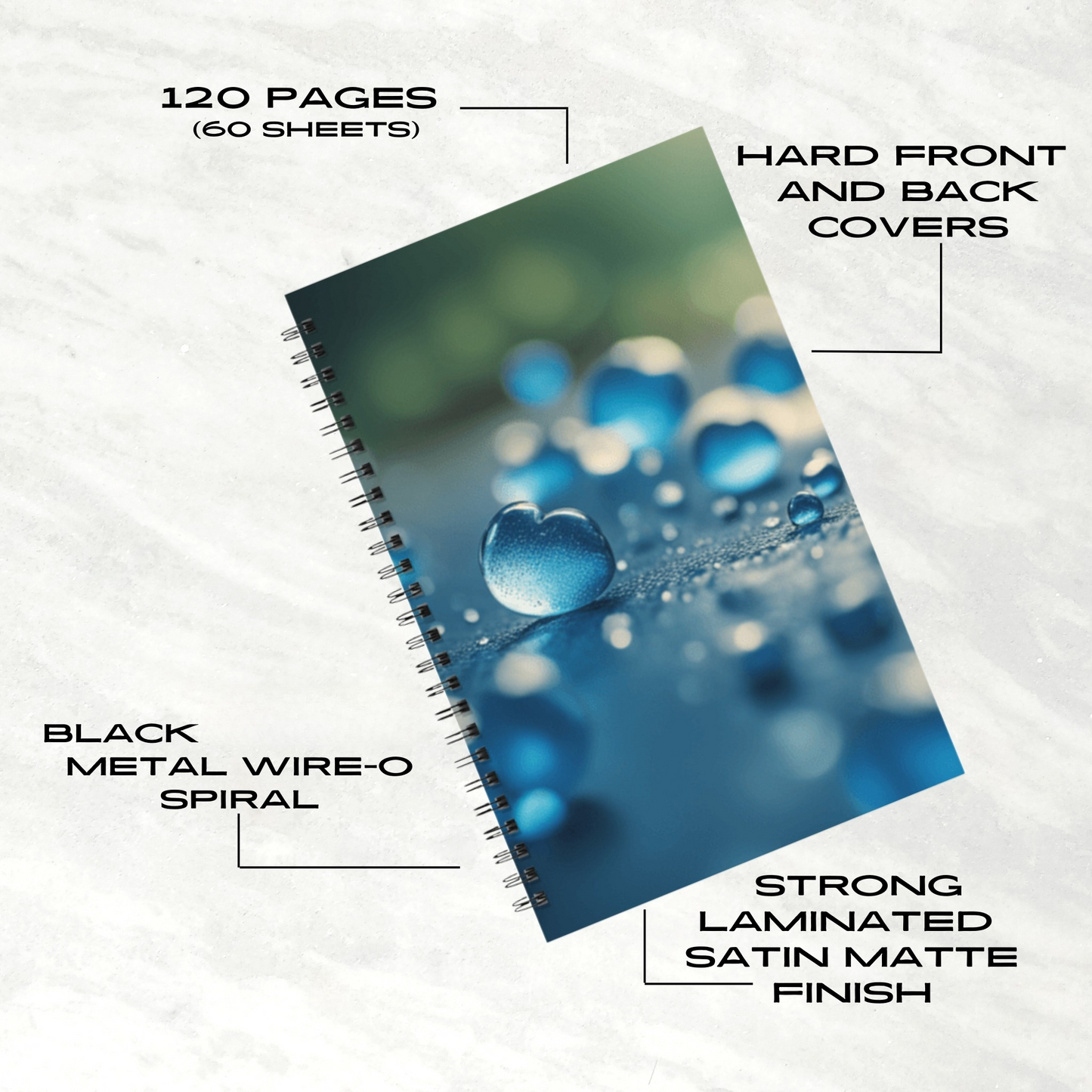 Blue Love Drops 5.5"x8.5" Hardcover Notebook