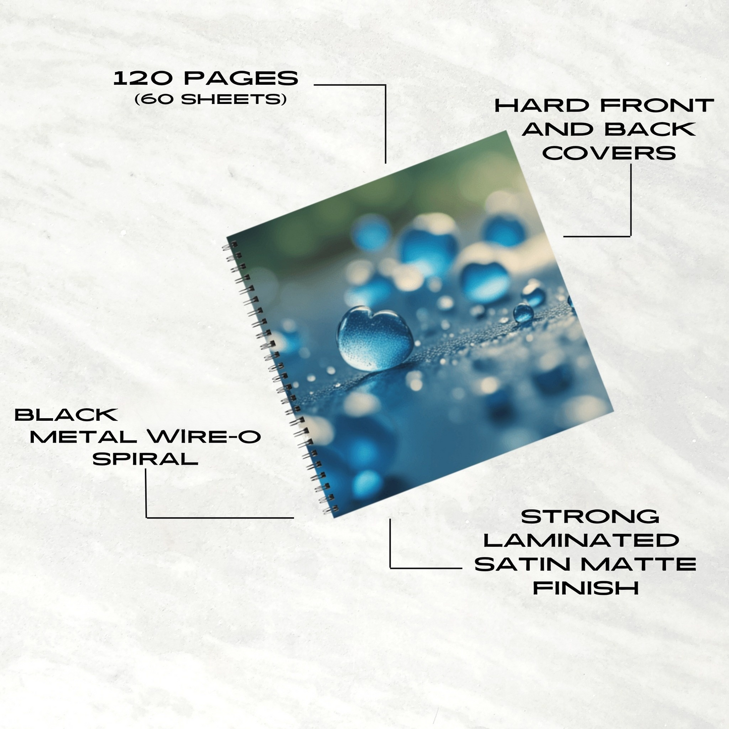 Blue Love Drops 8.5"x8.5" Hardcover Notebook