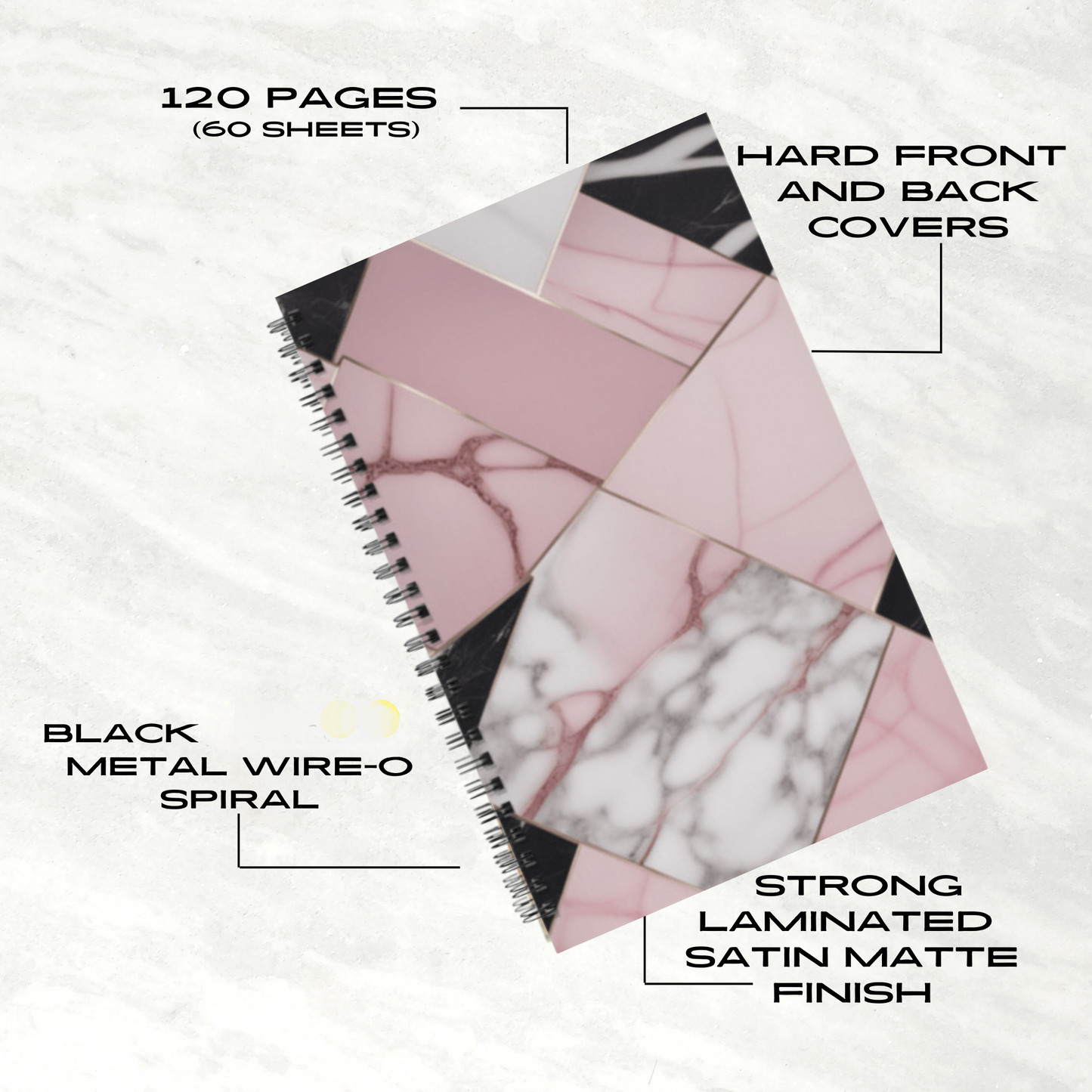 Blush Geometry 5.5”x8.5" Hardcover Notebook