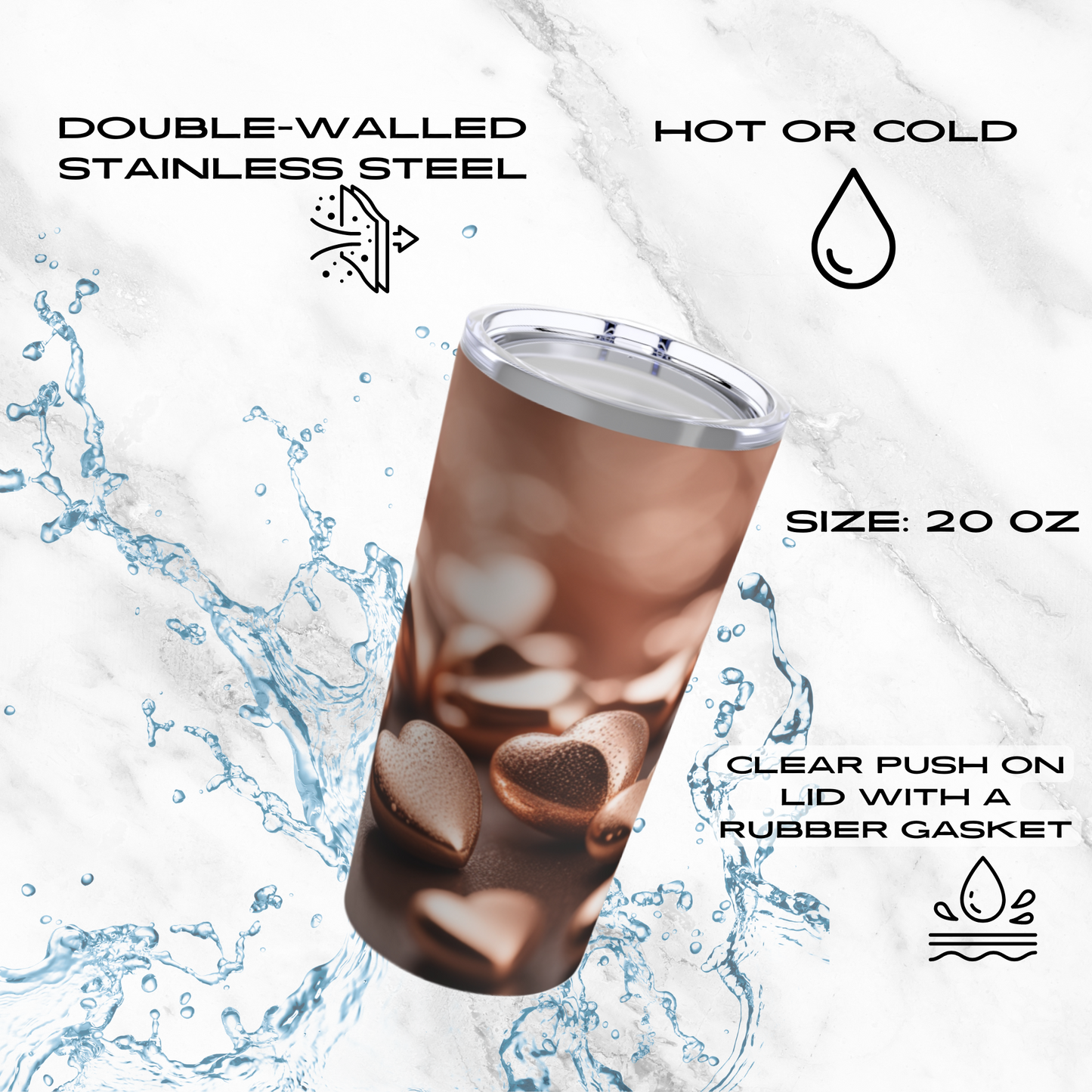 Bronzed Hearts 20oz Tumbler
