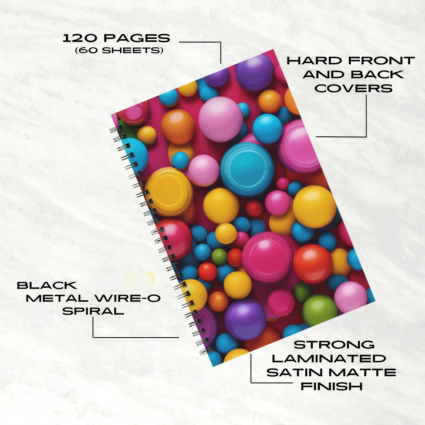 Bubble Pop 5.5”x8.5" Hardcover Notebook