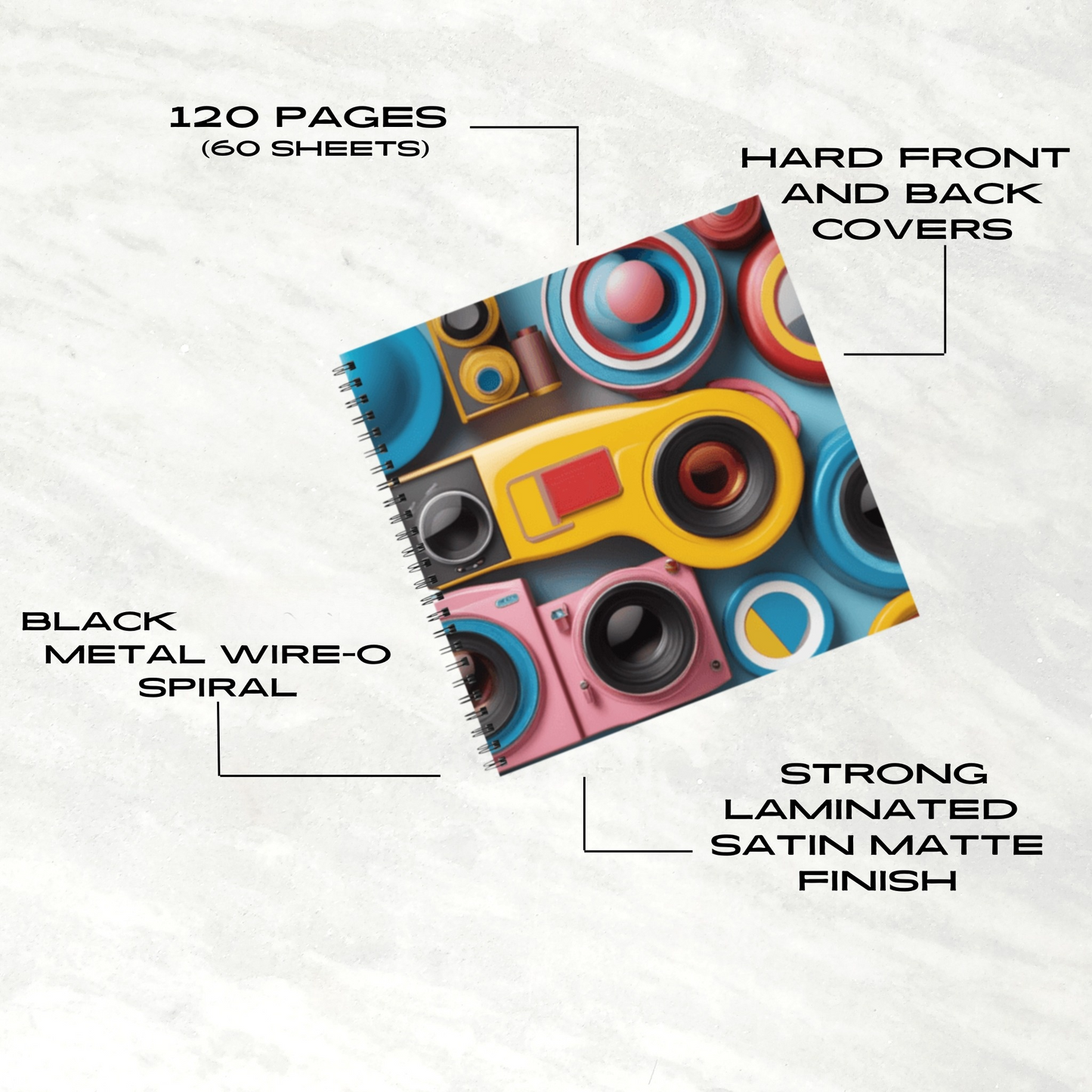 Camera Carnival 8.5"x8.5" Hardcover Notebook