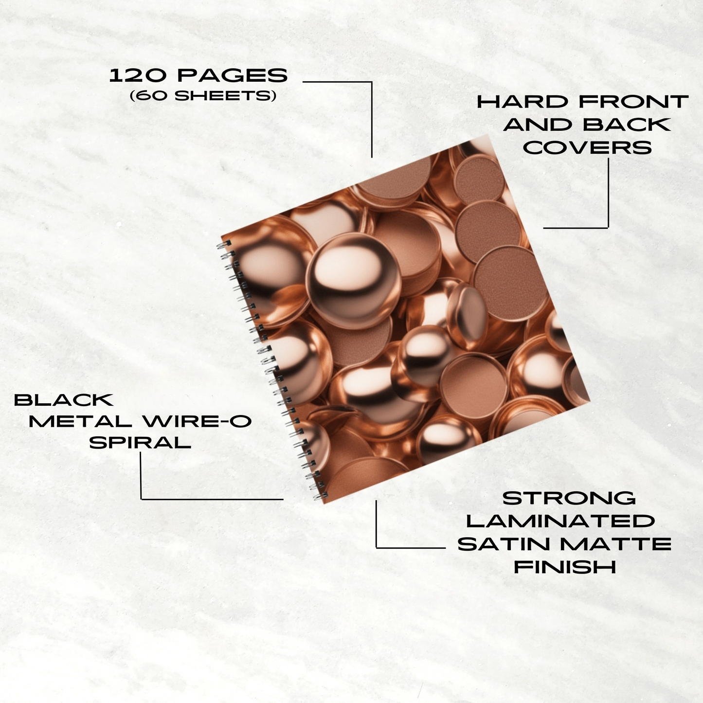 Coppery Curves 8.5" x 8.5" Hardcover Notebook