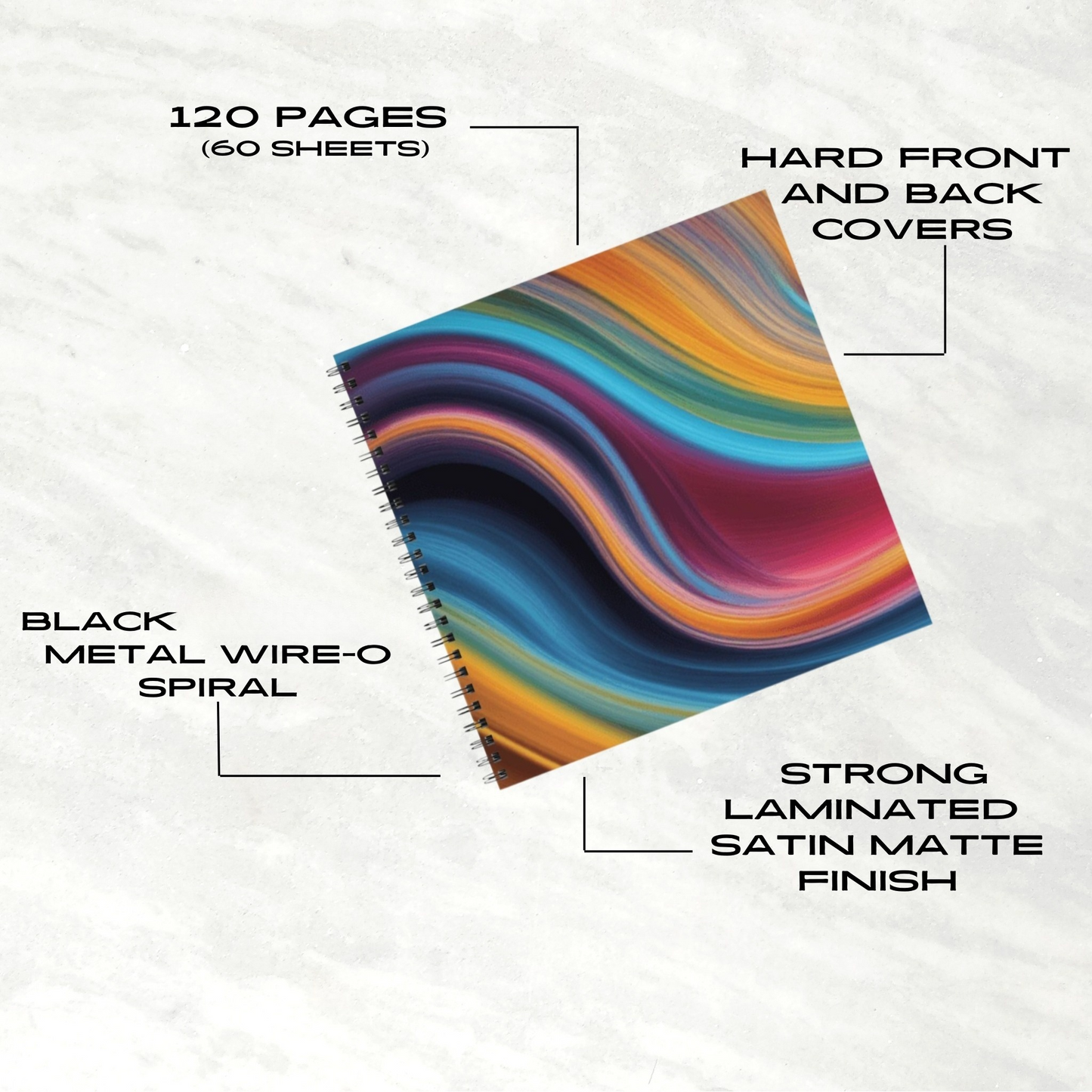 Cosmic Waves 8.5"x8.5" Hardcover Notebook