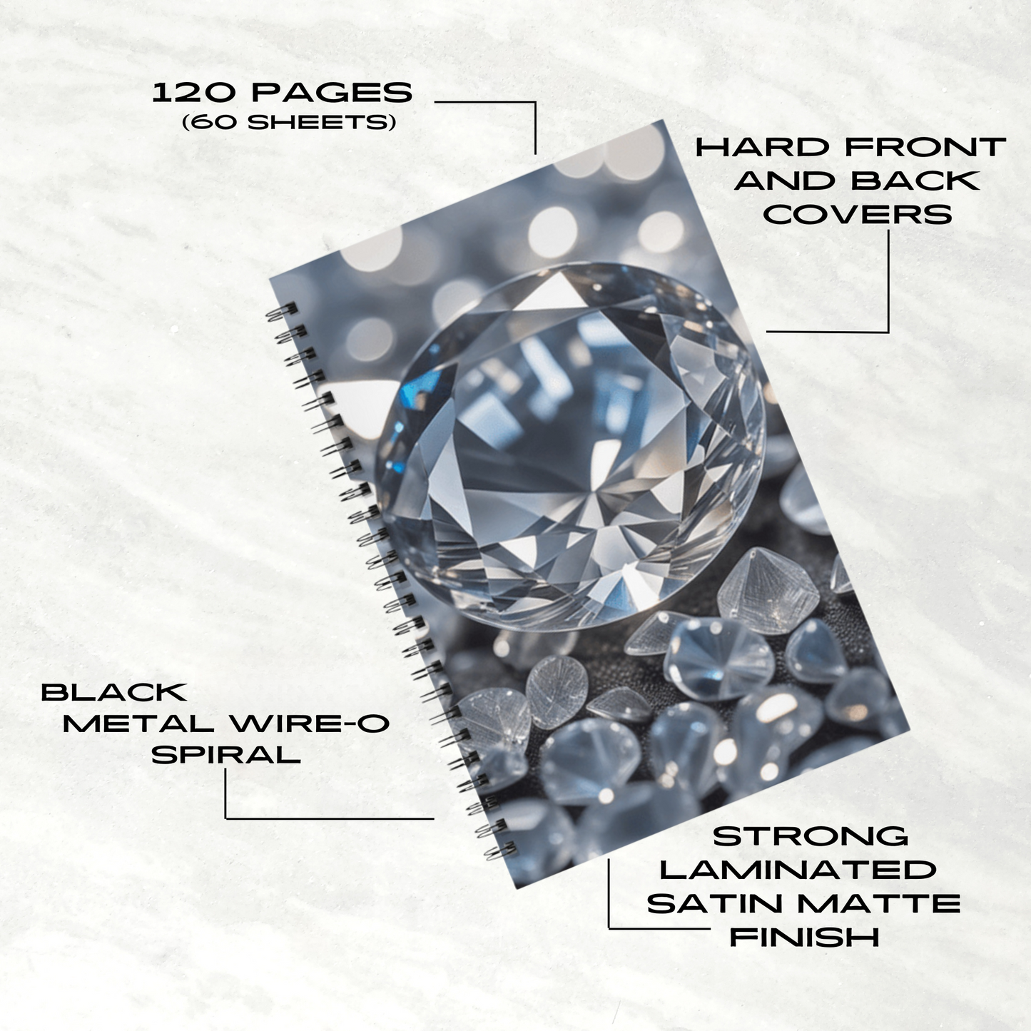 Diamond Cascade 5.5”x8.5" Hardcover Notebook