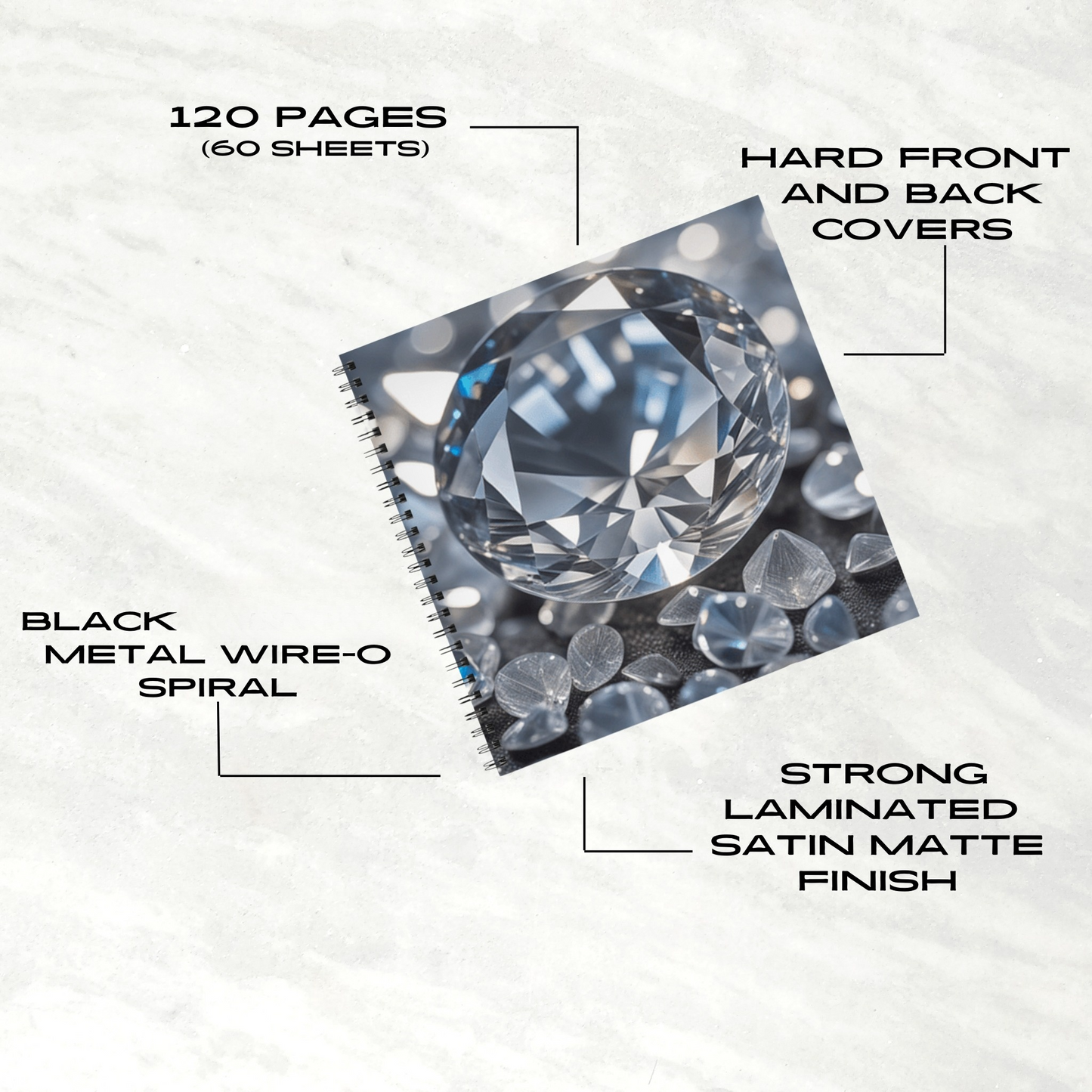 Diamond Cascade 8.5" x 8.5" Hardcover Notebook