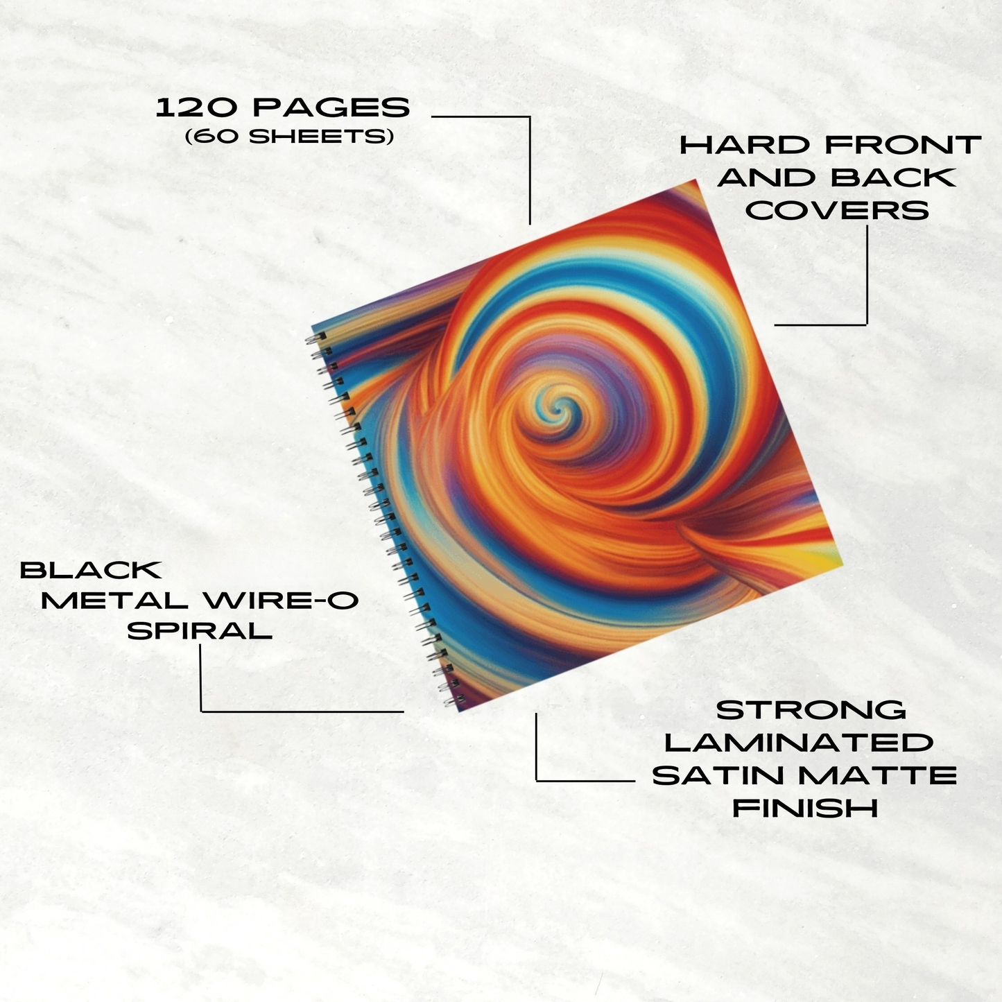 Fiery Vortex 8.5"x8.5" Hardcover Notebook