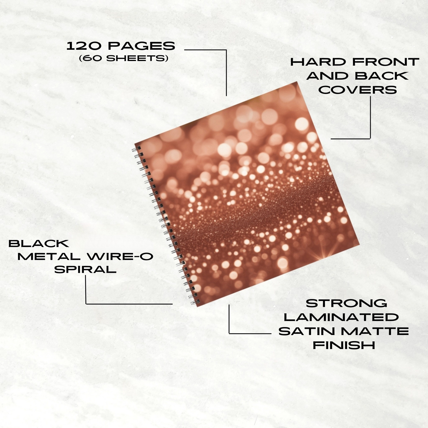 Glowing Stardust 8.5" x 8.5" Hardcover Notebook