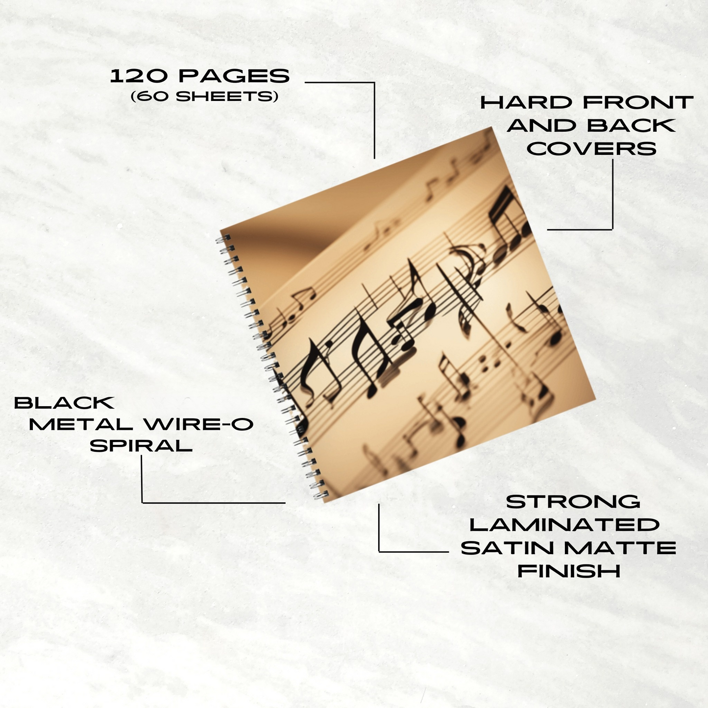 Harmonic Script 8.5"x8.5" Hardcover Notebook