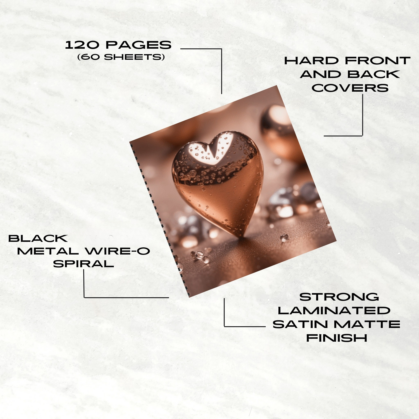 Heart of Bronze 8.5" x 8.5" Hardcover Notebook
