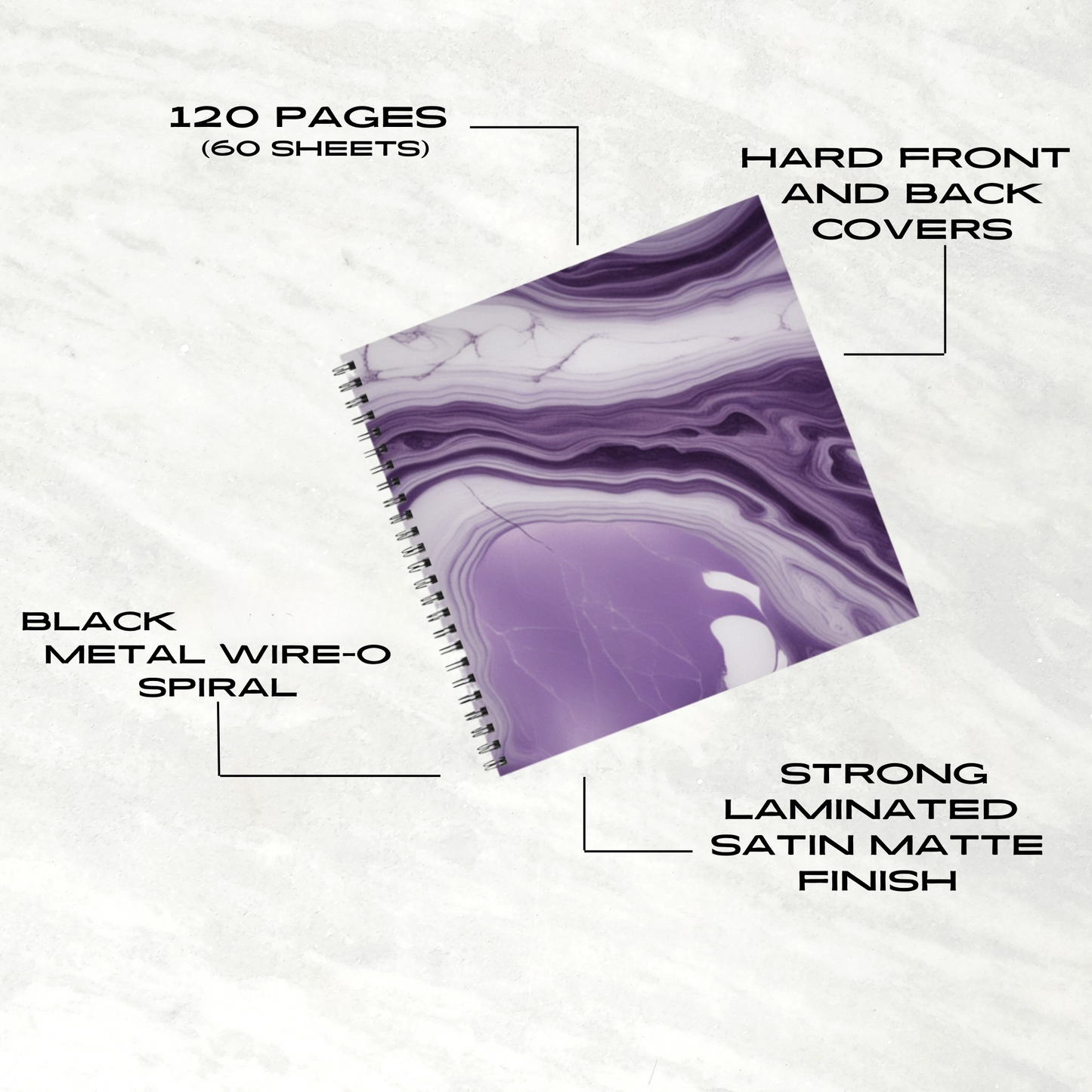 Lavender Swirl 8.5"x8.5" Hardcover Notebook