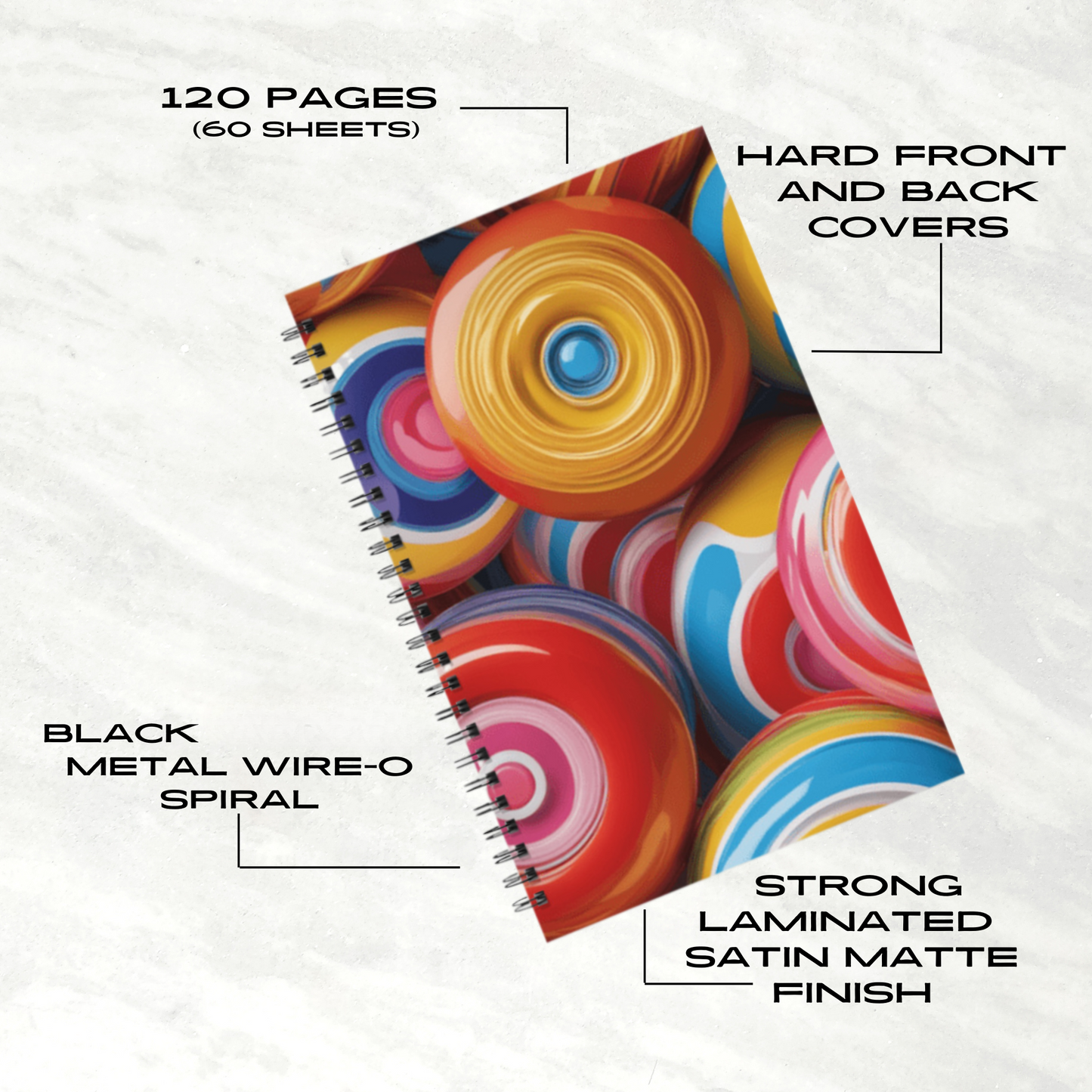 Lollipop Swirl 5.5”x8.5" Hardcover Notebook