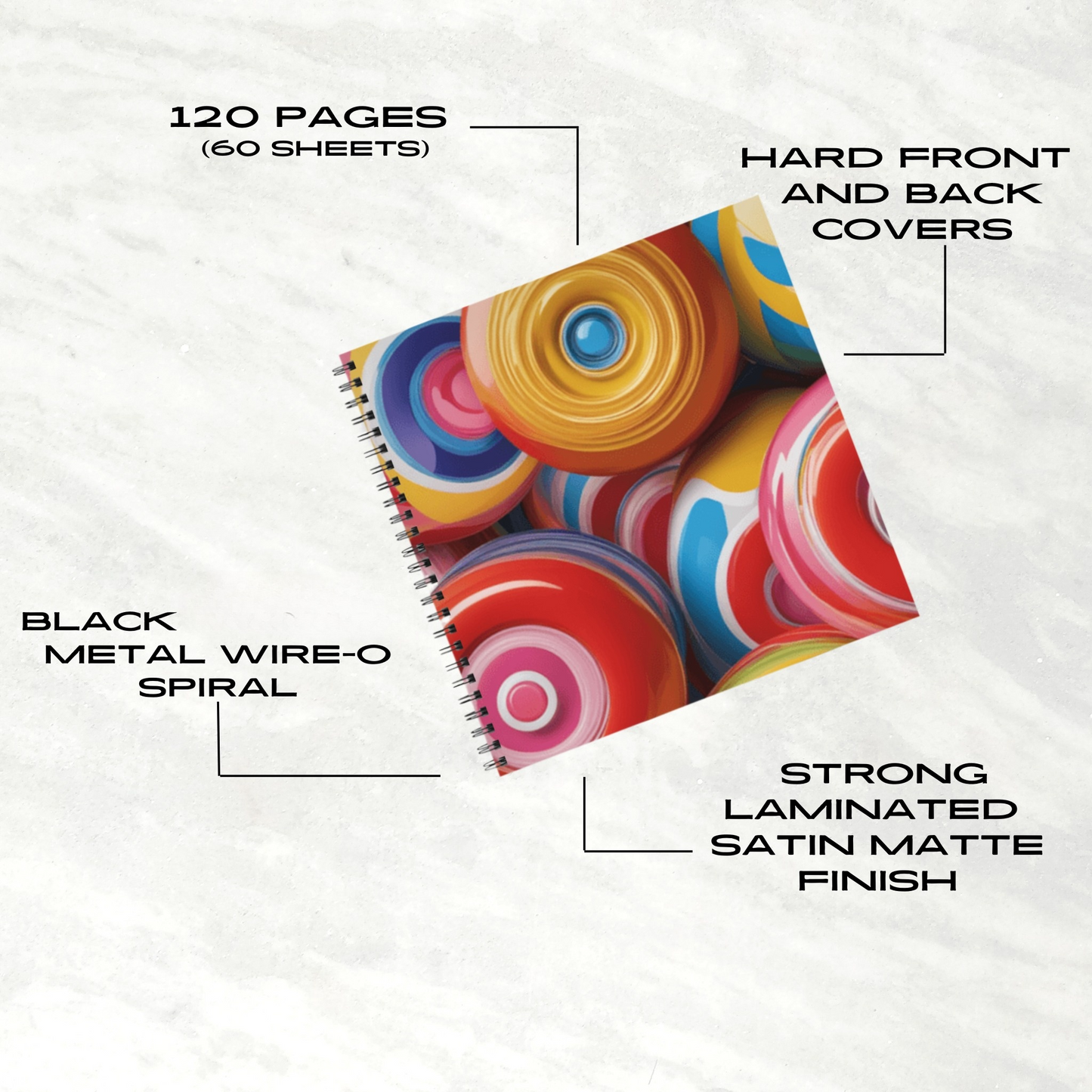 Lollipop Swirl 8.5"x8.5" Hardcover Notebook