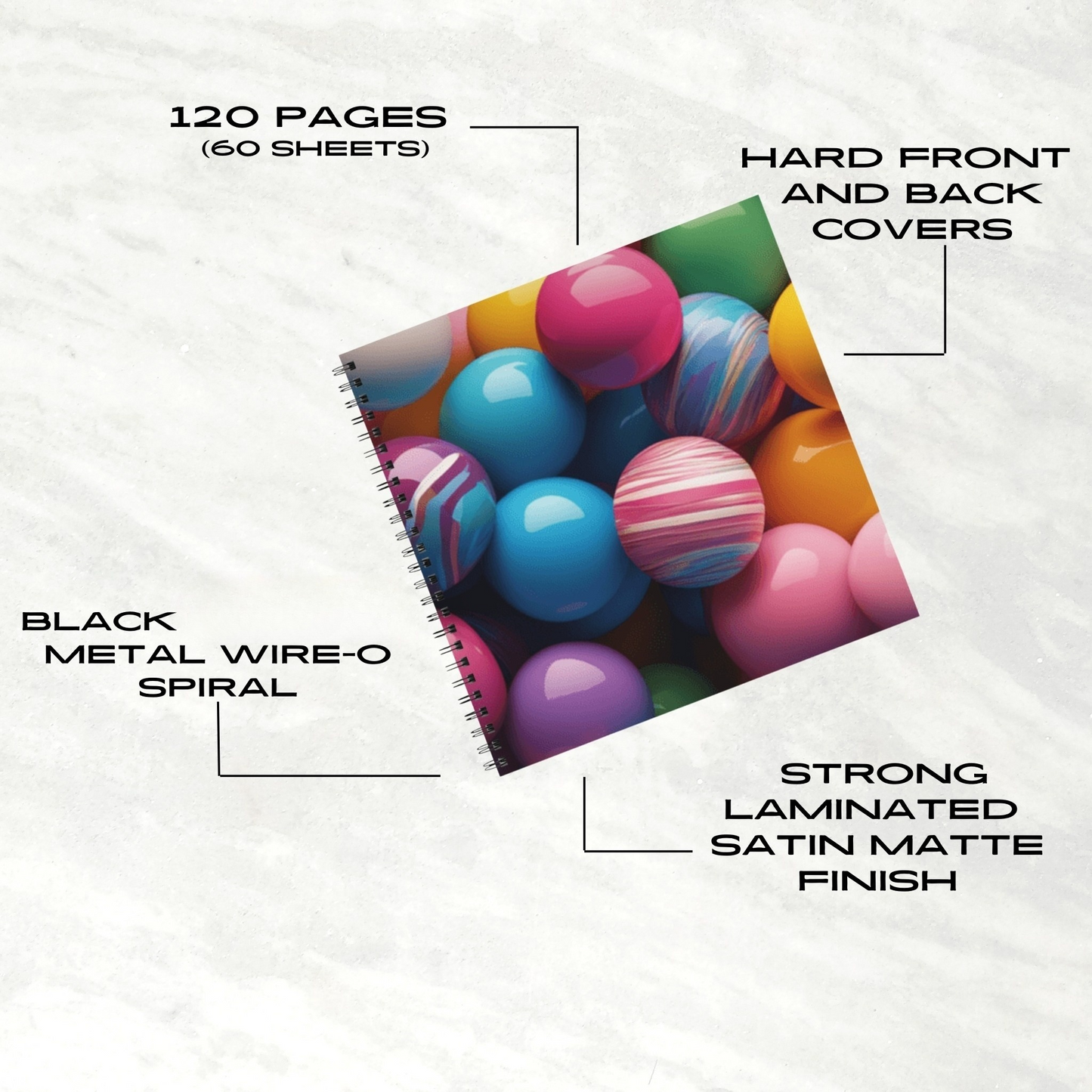 Marble Bliss 8.5"x8.5" Hardcover Notebook