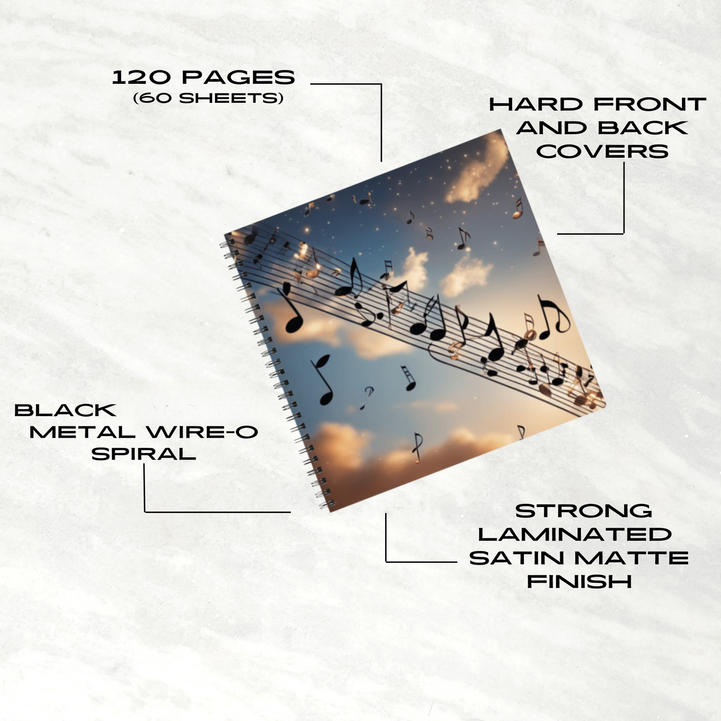 Musical Euphoria 8.5"x8.5" Hardcover Notebook