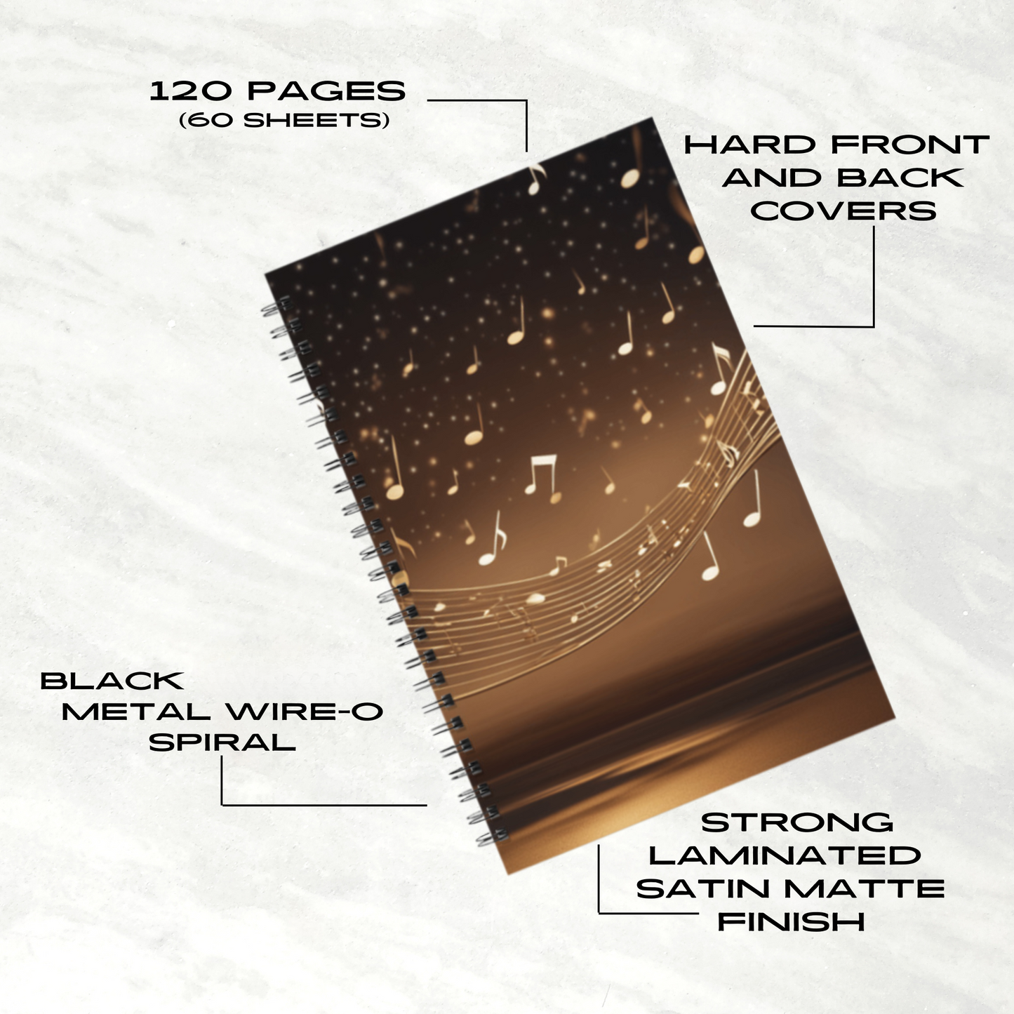 Musical Starlight 5.5”x8.5" Hardcover Notebook