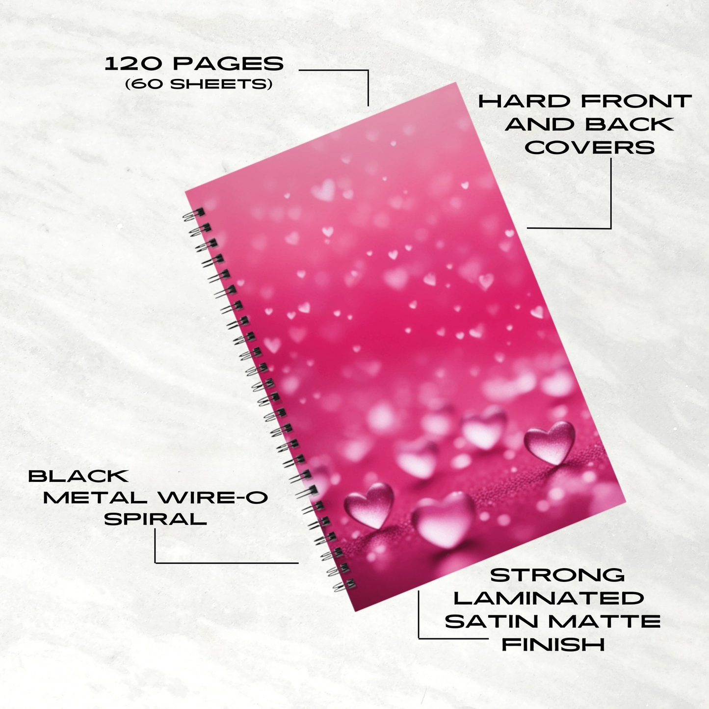 Pink Heart Dream 5.5"x8.5" Hardcover Notebook
