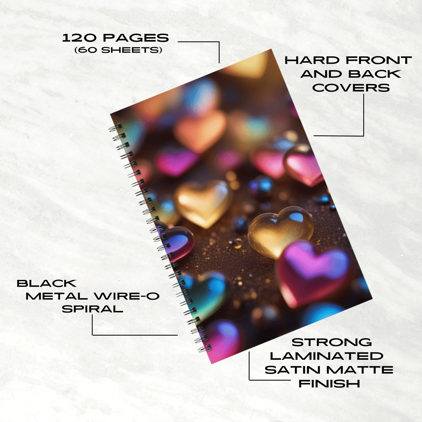 Rainbow Heartbeat 5.5"x8.5" Hardcover Notebook