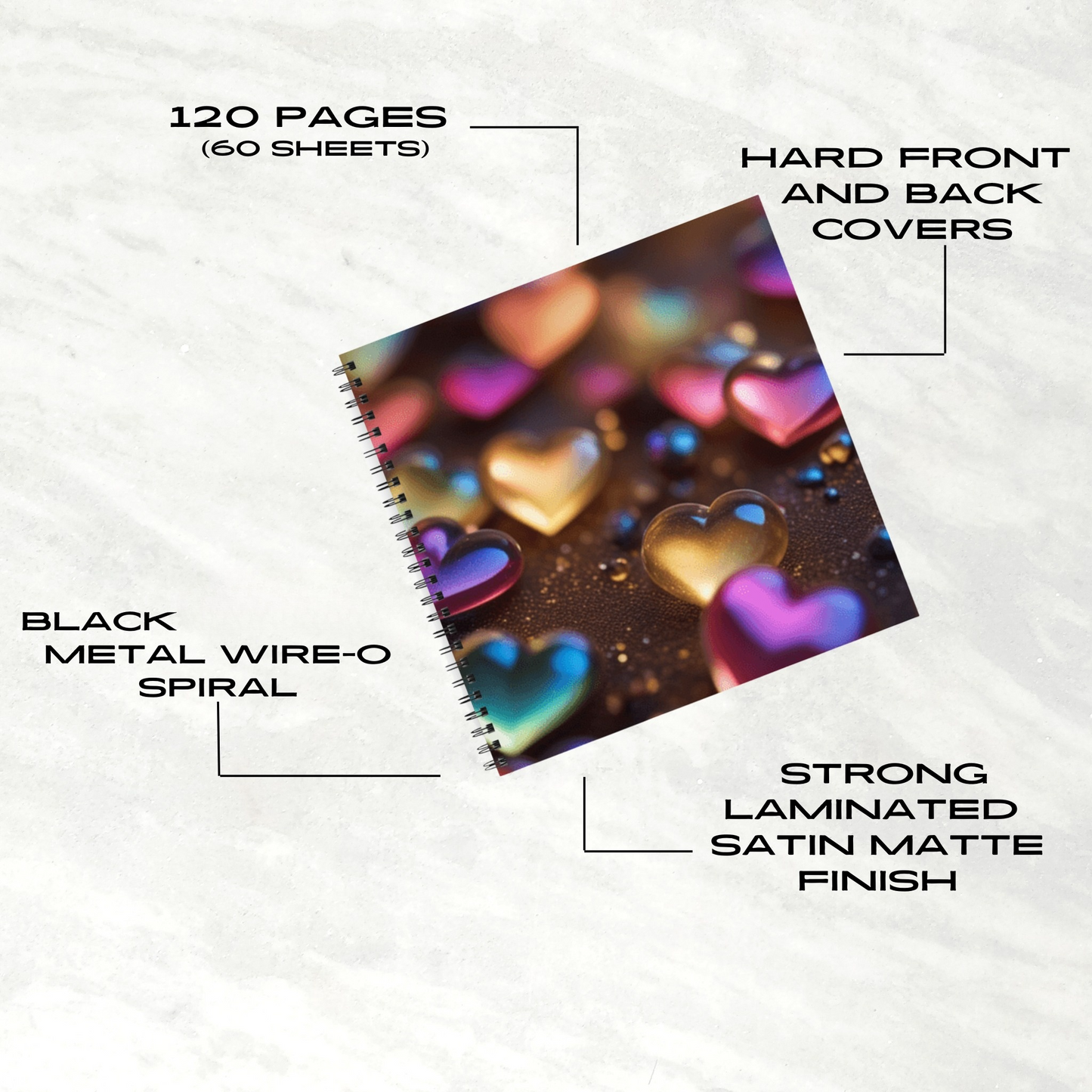 Rainbow Heartbeat 8.5"x8.5" Hardcover Notebook