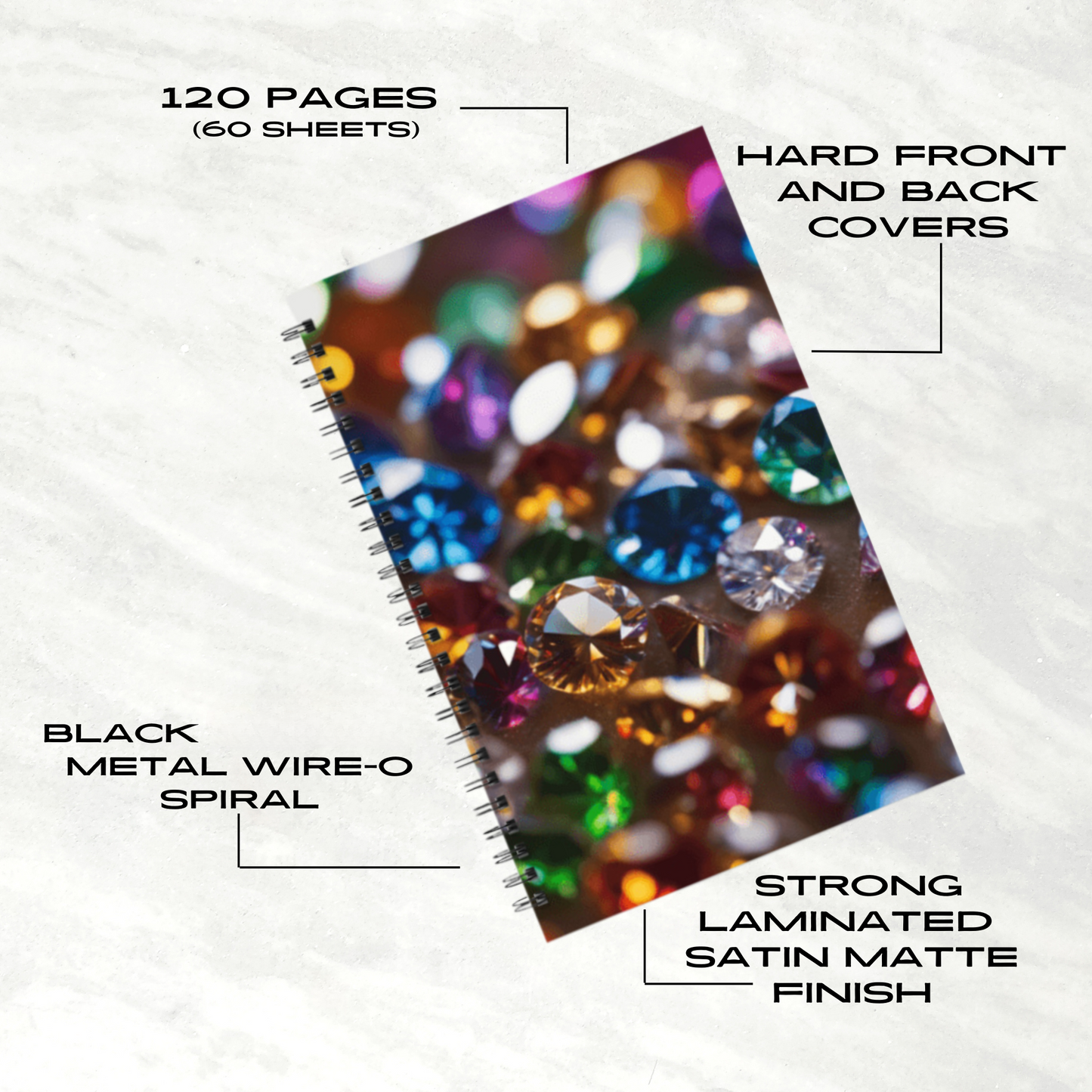 Rainbow Jewels 5.5”x8.5" Hardcover Notebook