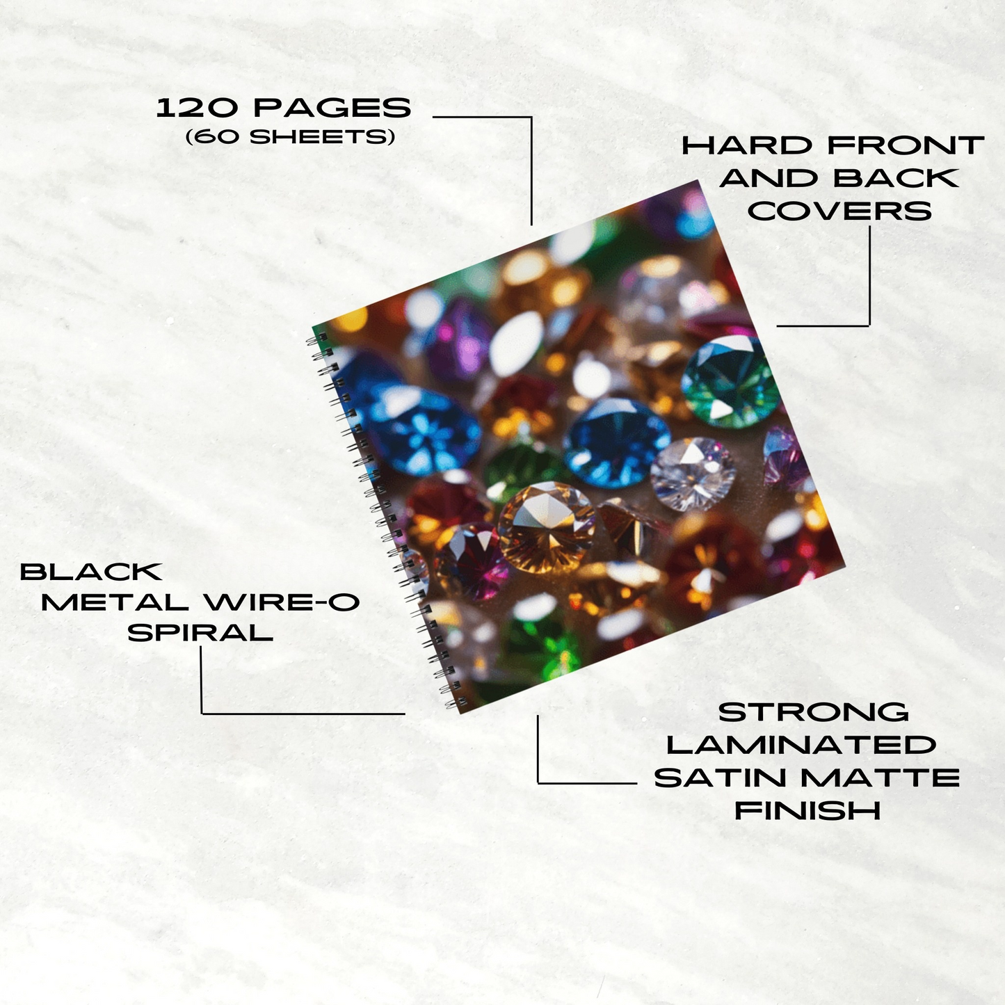 Rainbow Jewels 8.5" x 8.5" Hardcover Notebook