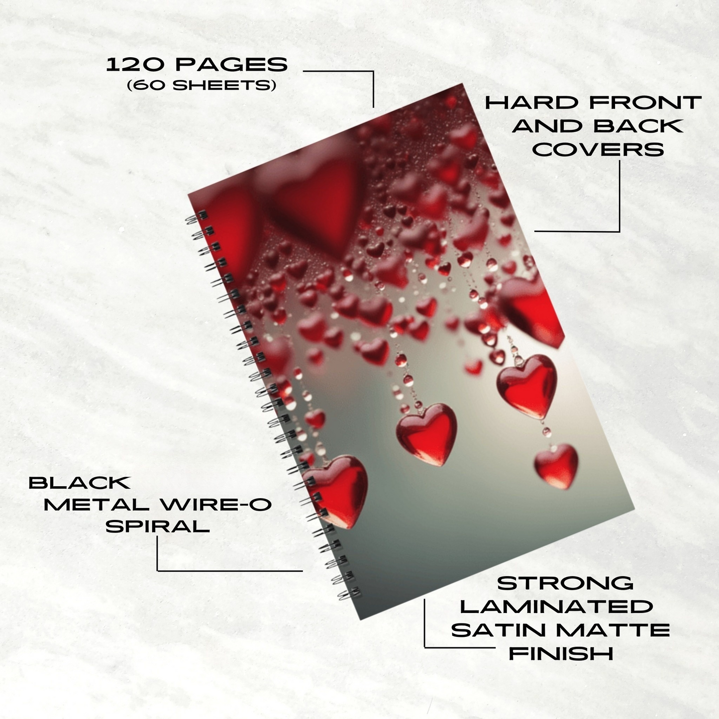 Red Heart Rain 5.5"x8.5" Hardcover Planner