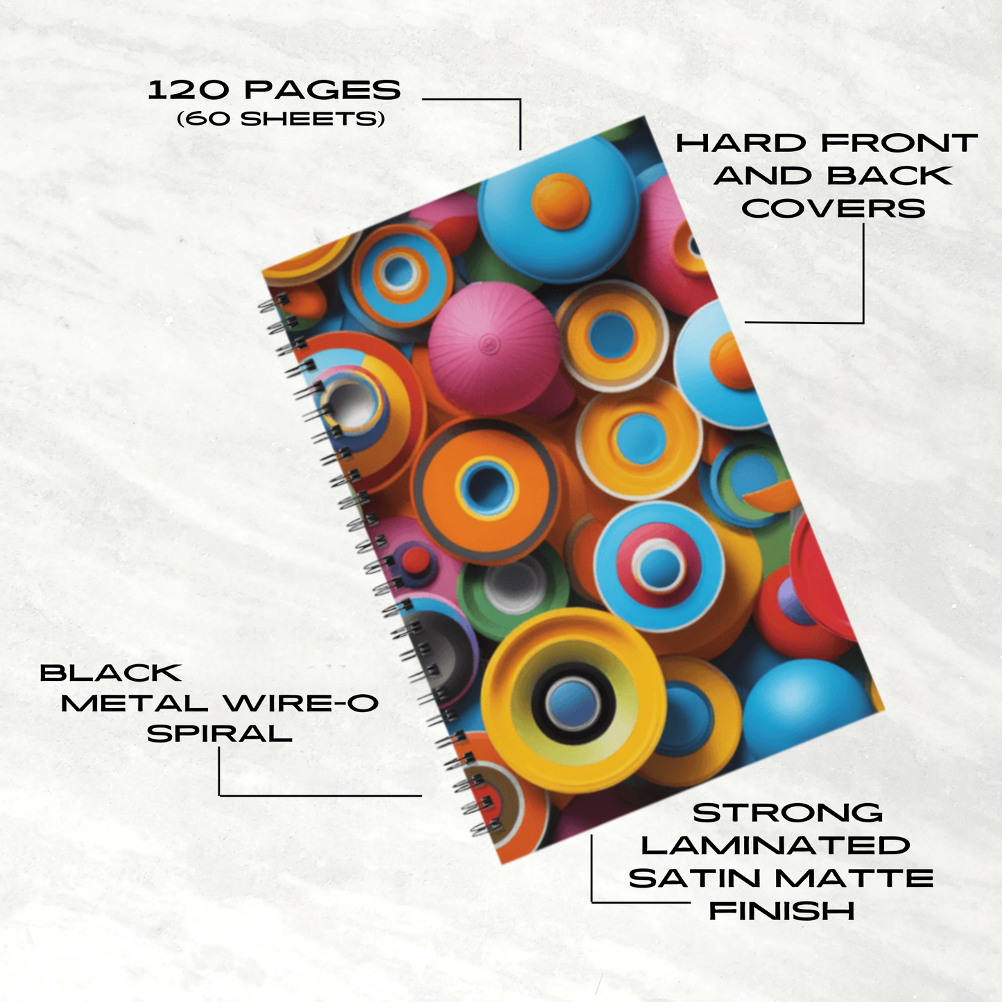 Retro Rings 5.5”x8.5" Hardcover Notebook