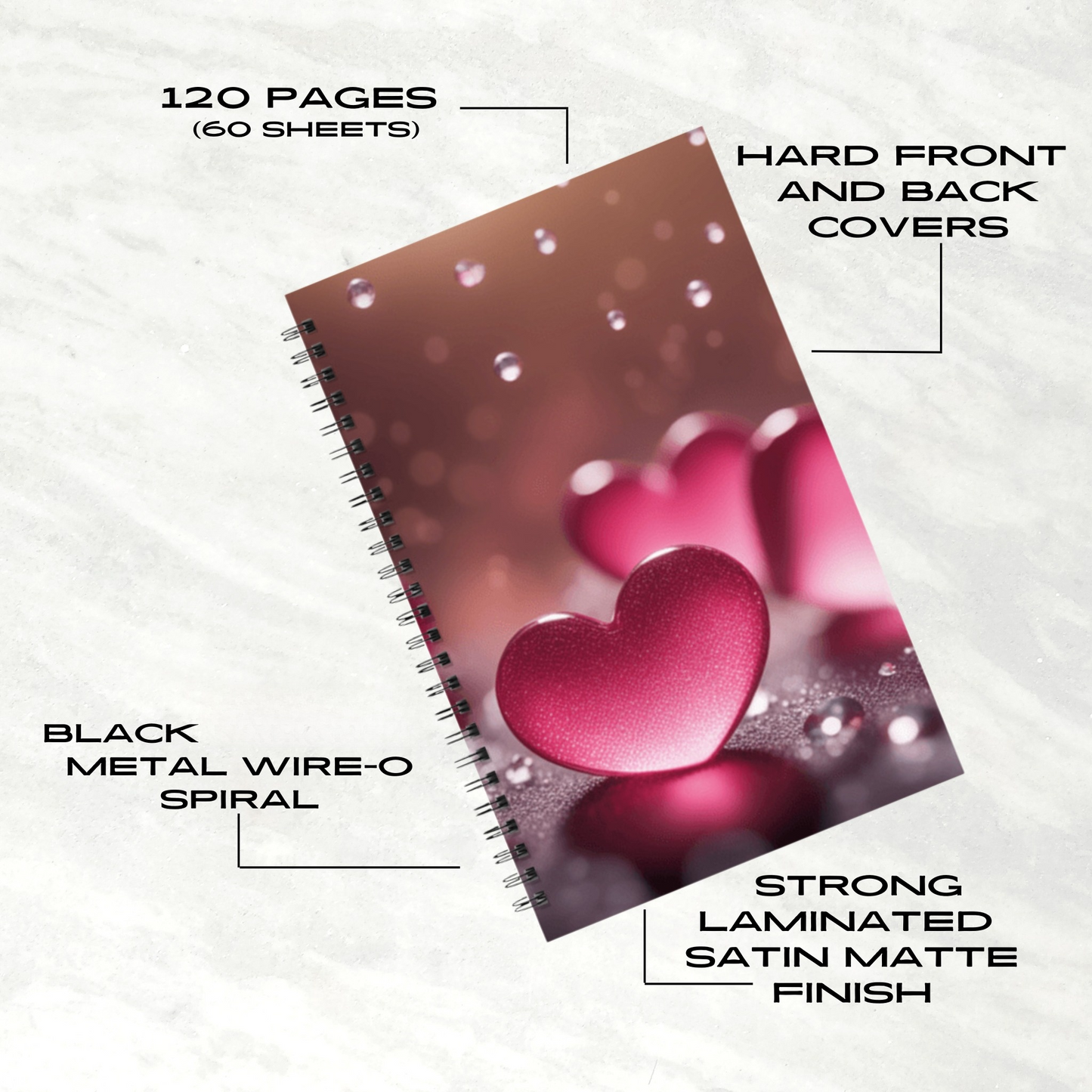 Romantic Heart Splash 5.5"x8.5" Hardcover Planner