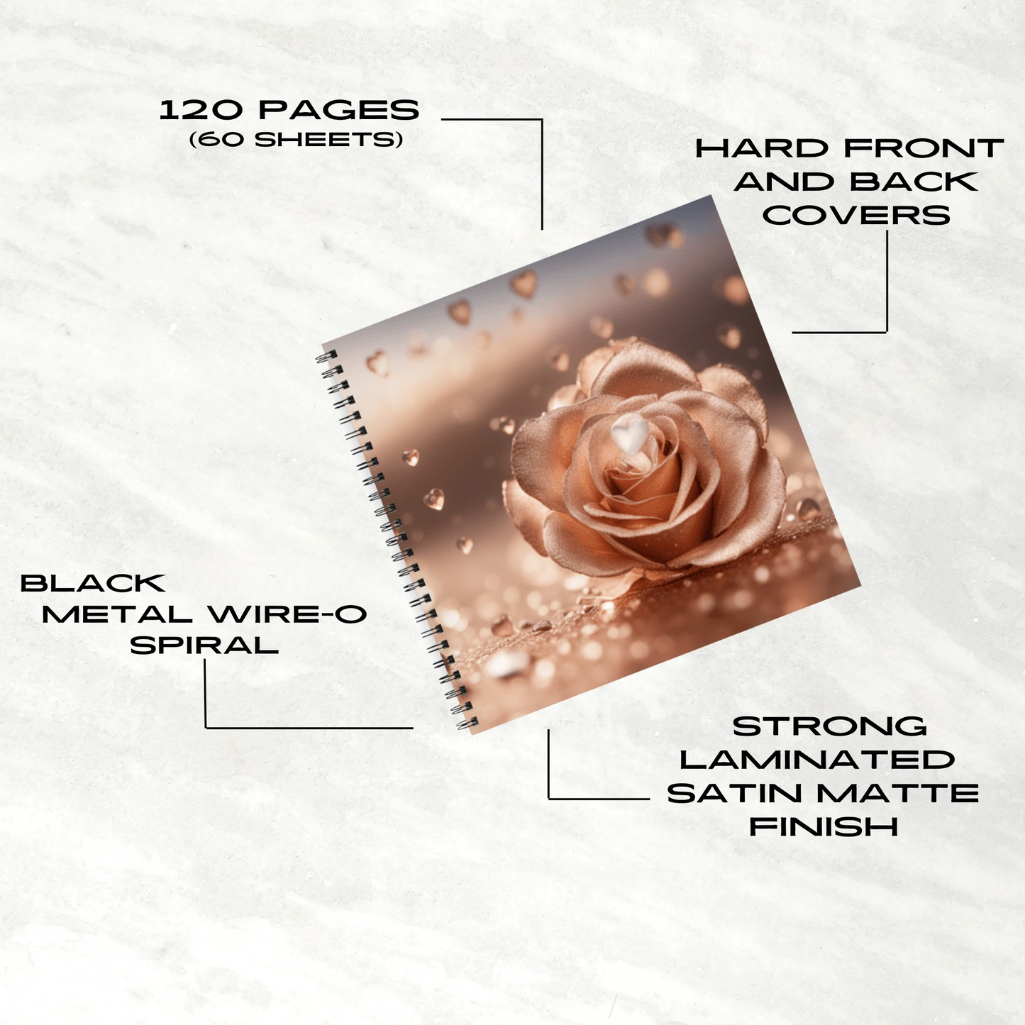 Rose Radiance 8.5" x 8.5" Hardcover Notebook