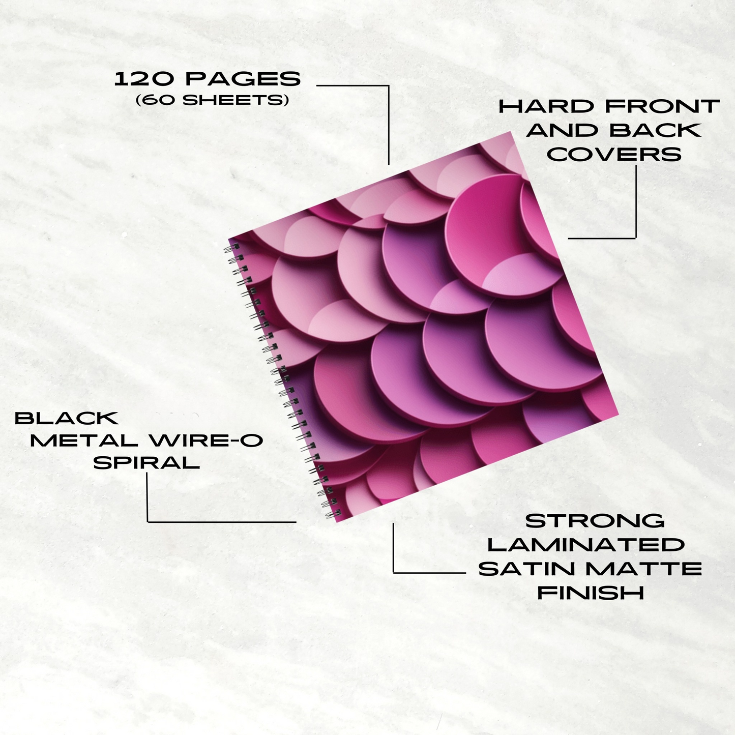 Rosy Ripple 8.5"x8.5" Hardcover Notebook
