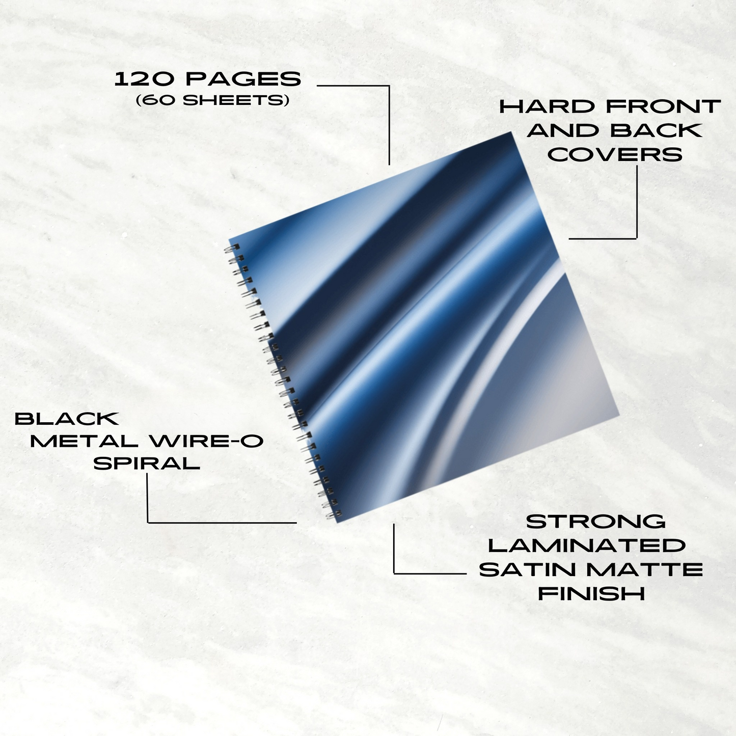 Sapphire Sleek 8.5"x8.5" Hardcover Notebook